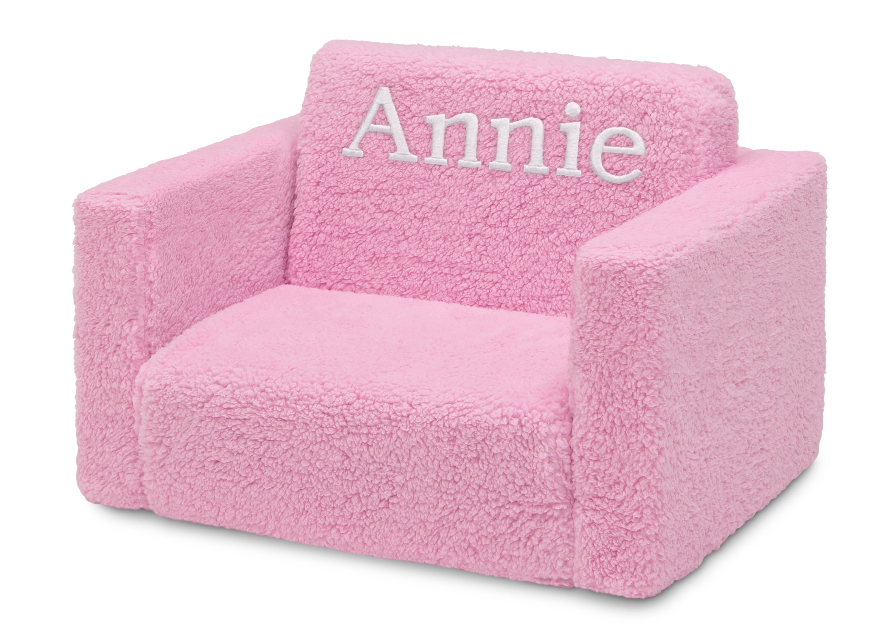 Personalized Cozee Flip Out Sherpa 2-in-1 Convertible Chair to Lounger for Kids - Soft Plush Kids Furniture for Bedroom, Playroom & Reading Nook