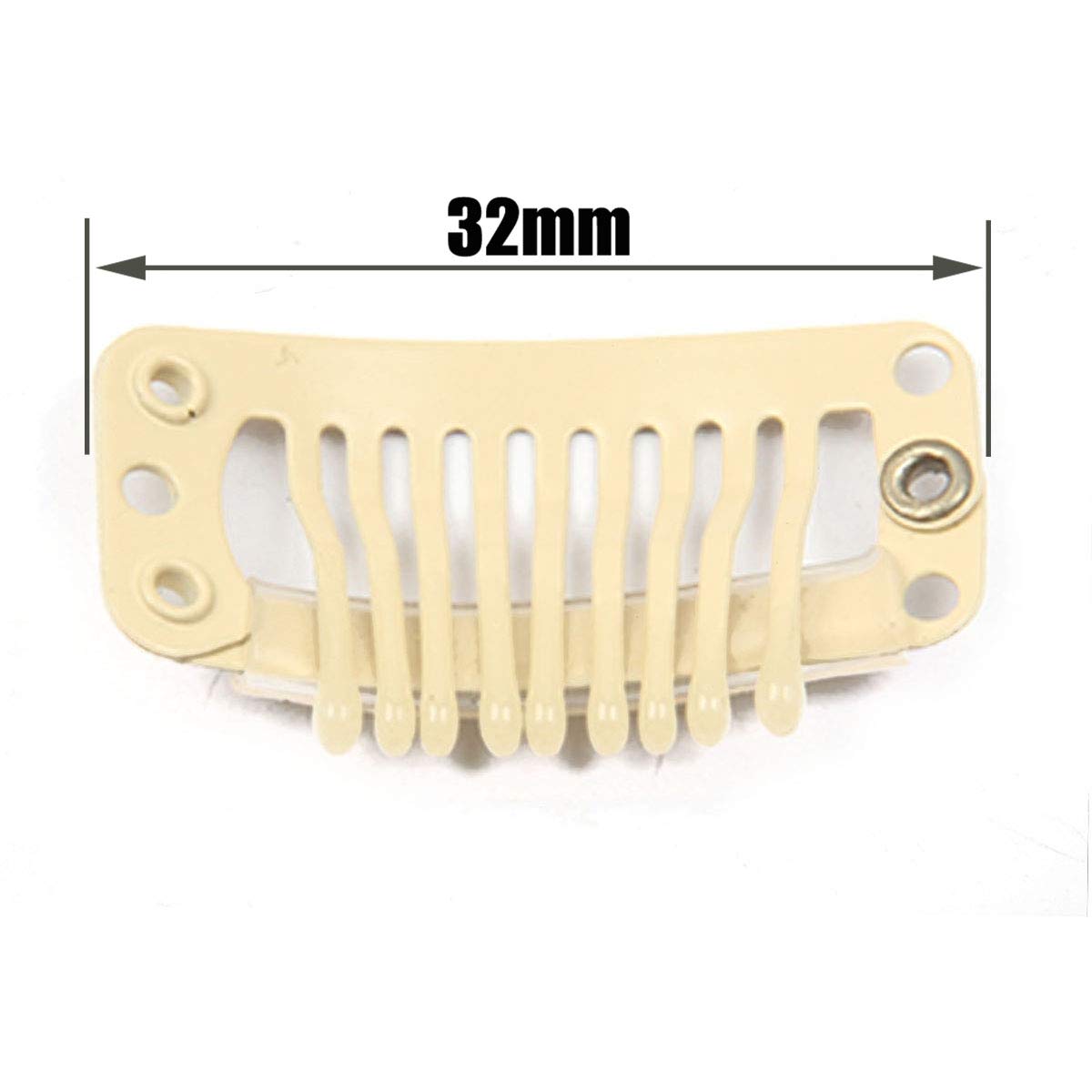 30pcs Stainless Steel Wig Clips for Hair Extensions - 9 Teeth Snap Clips, 32mm, 1.2g Each - DIY Toupee & Wig Combs (Beige) - Perfect for Securing Hair Extensions, Weaves & Cosplay Wigs