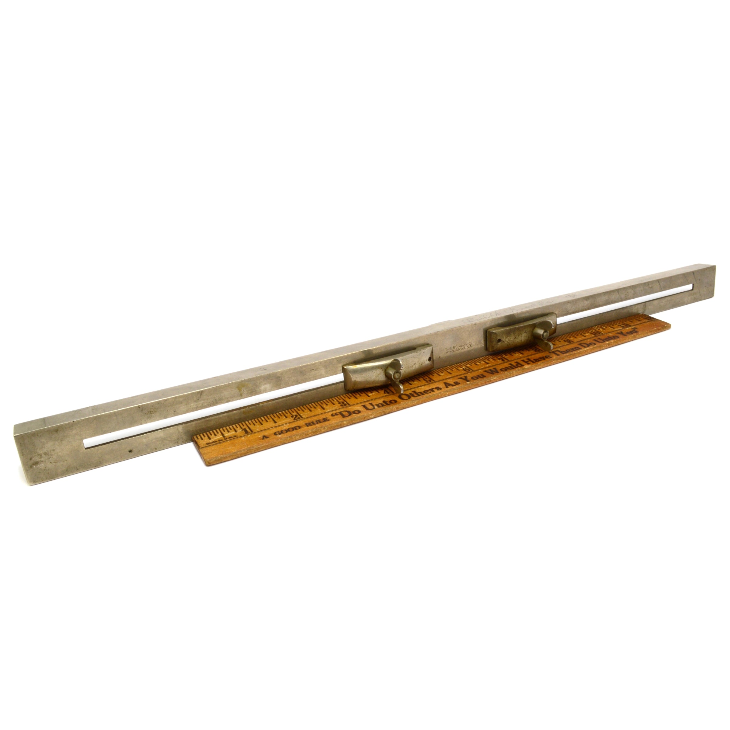 Vintage Starrett #110 Adjustable Stair Gauge - Rare 18 Gauge Nickel Plated Fence Tool for Woodworking & Staircase Construction
