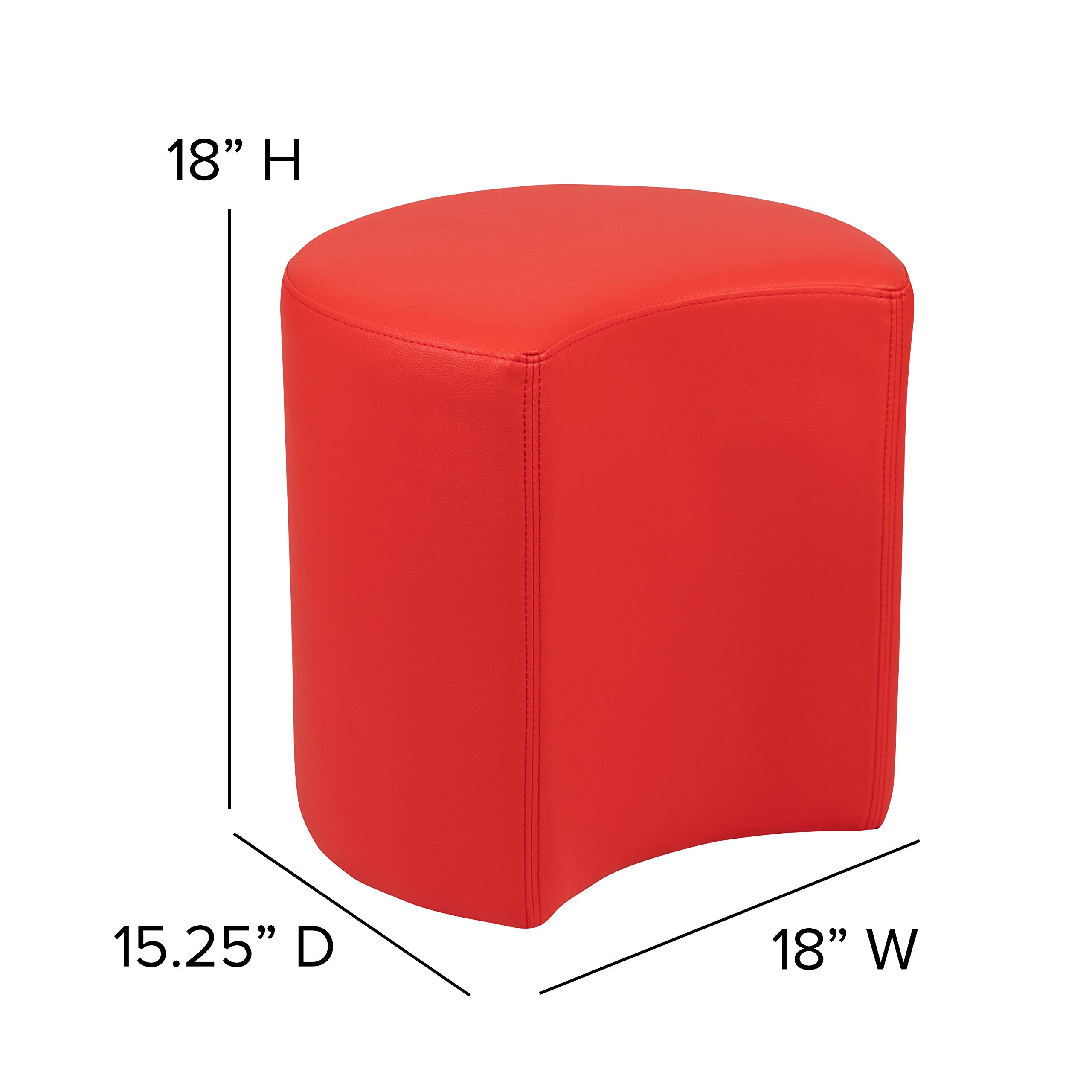 EMMA & OLIVER 18 Inch Soft Seating Flexible Moon Chair for Kids - Red Bean Bag Style Floor Seat for Classrooms, Playrooms, and Common Spaces - Perfect for Reading Nooks, Relaxation & Sensory Rooms