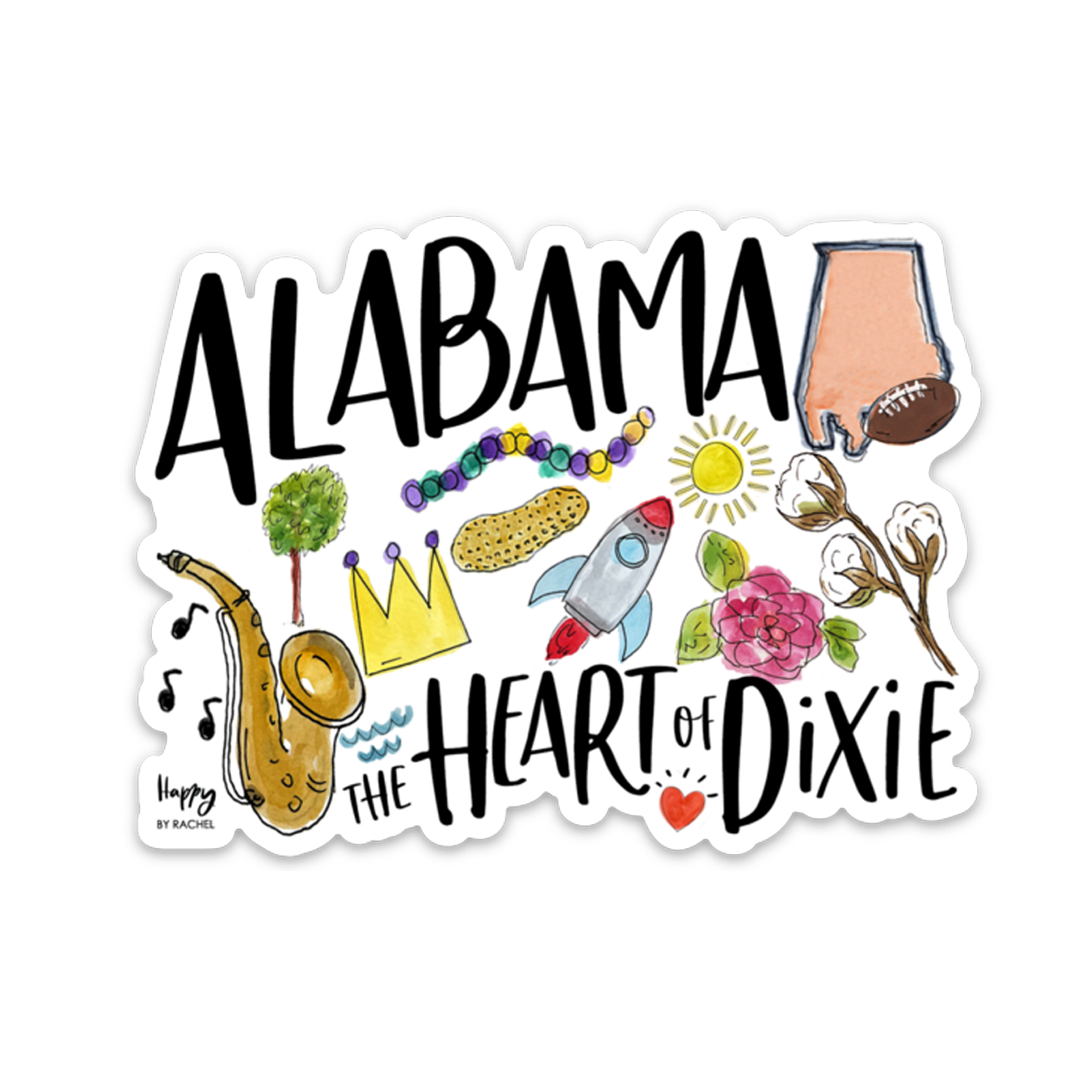 Alabama State Sticker - Show Your AL State Pride - Perfect for Laptops, Water Bottles & Car Decals