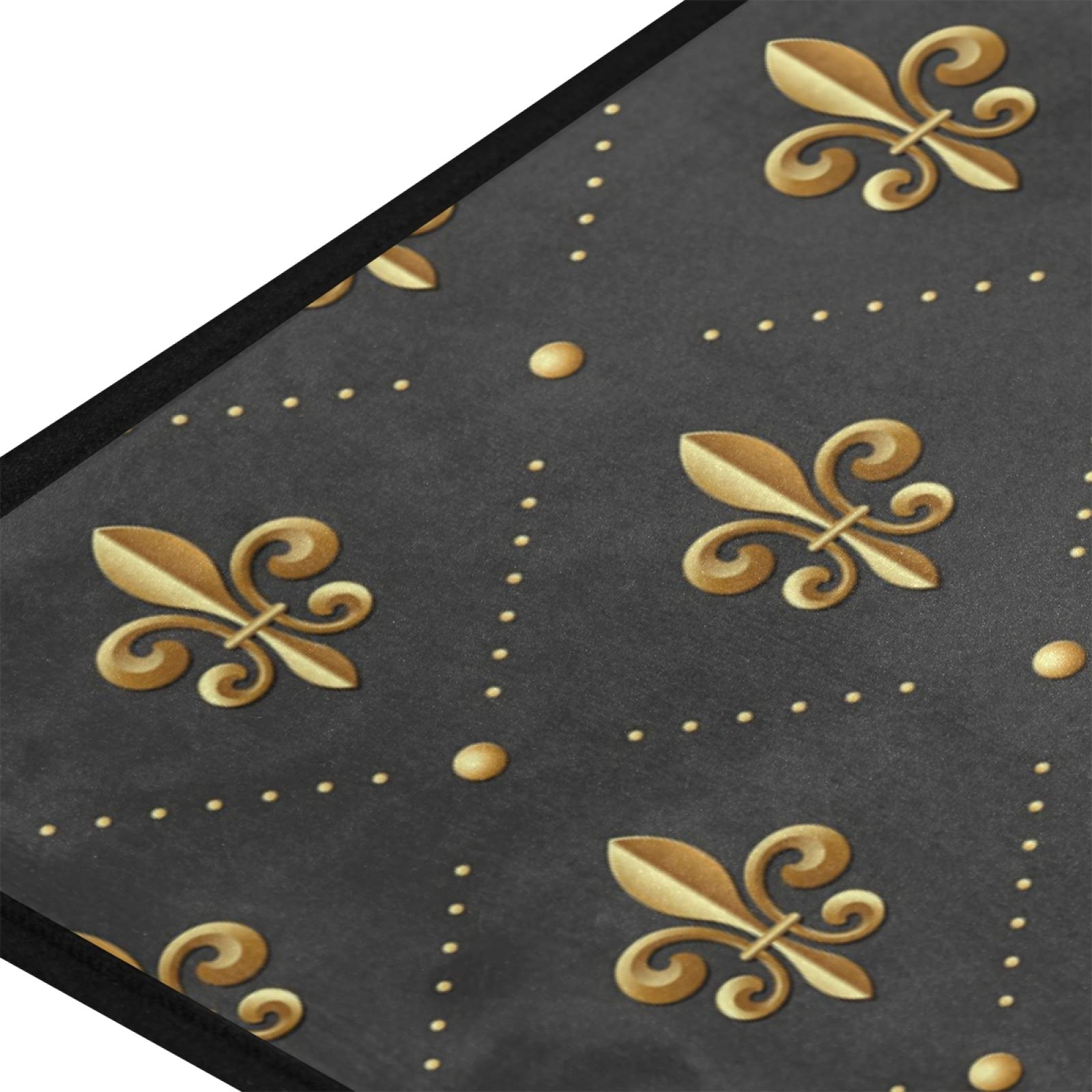 Susiyo Golden Fleur Lis Anti-Fatigue Kitchen Mat - Non-Slip, Oil-Resistant, Easy Clean Floor Rug for Indoor/Outdoor Use - Perfect for Kitchens, Bathrooms & Entryways