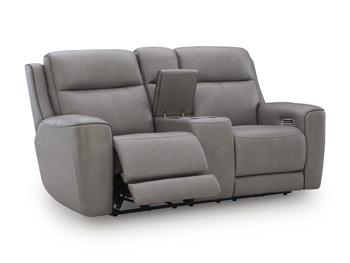 5Z Comfort Power Reclining Loveseat with Console - Electric Recliner Sofa for Living Room, Home Theater & Small Spaces - Modern PU Leather Sectional Couch with Cup Holders and USB Charging Ports