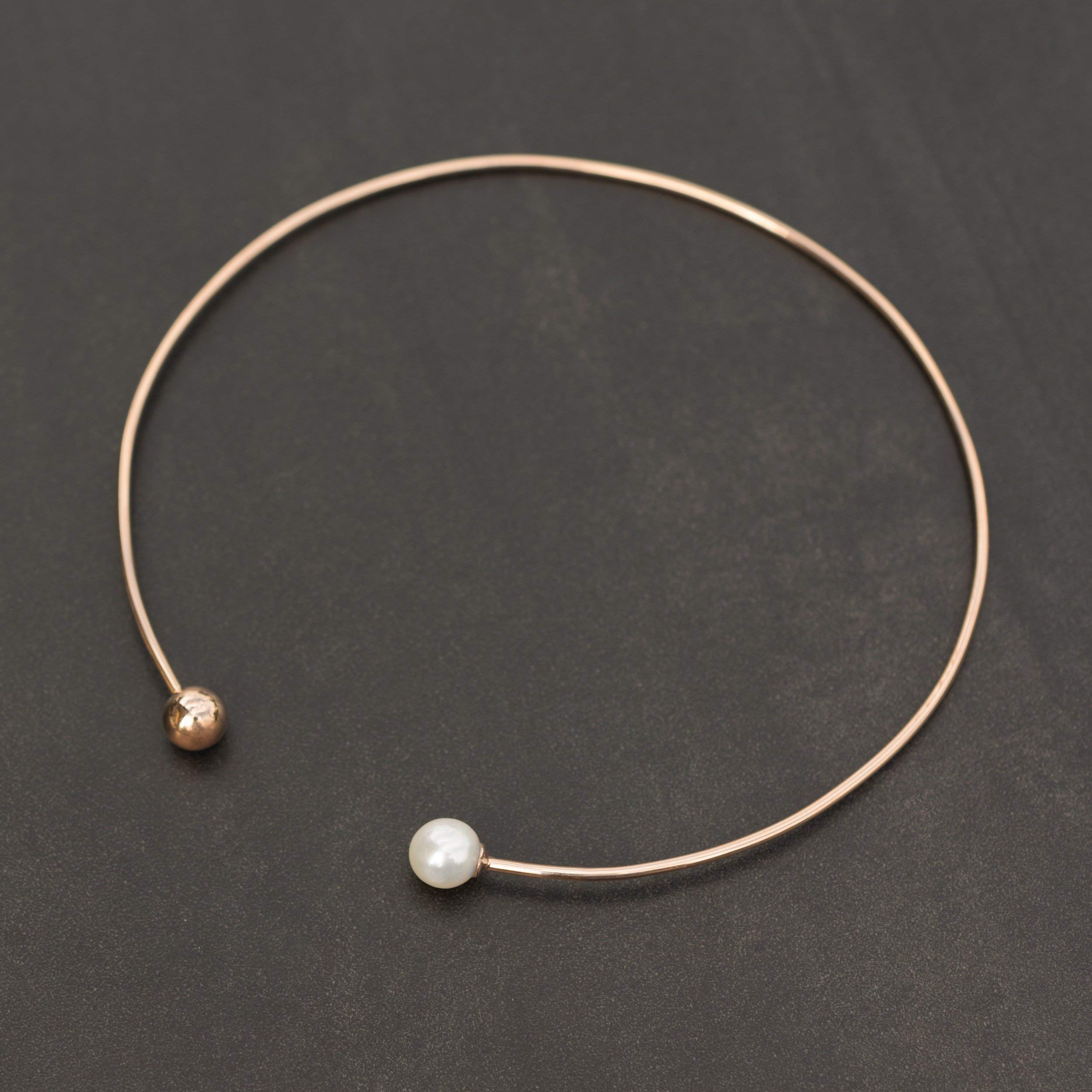 Elegant Rose Gold Pearl Choker Necklace - Minimalist Wedding & Bridal Jewelry, Mothers Day Gift for Women - Perfect for Weddings, Parties & Special Occasions