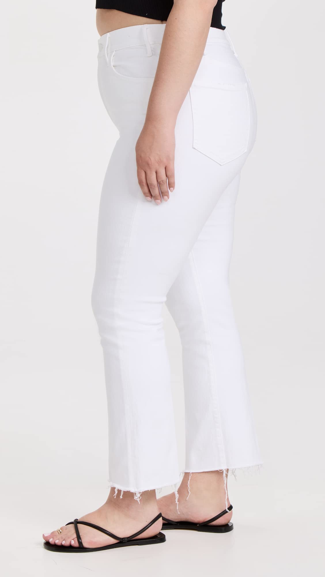 MOTHER Women's The Hustler Distressed Ankle Jeans - High Waist Slim Fit Denim Pants for Casual Outfits & Street Style