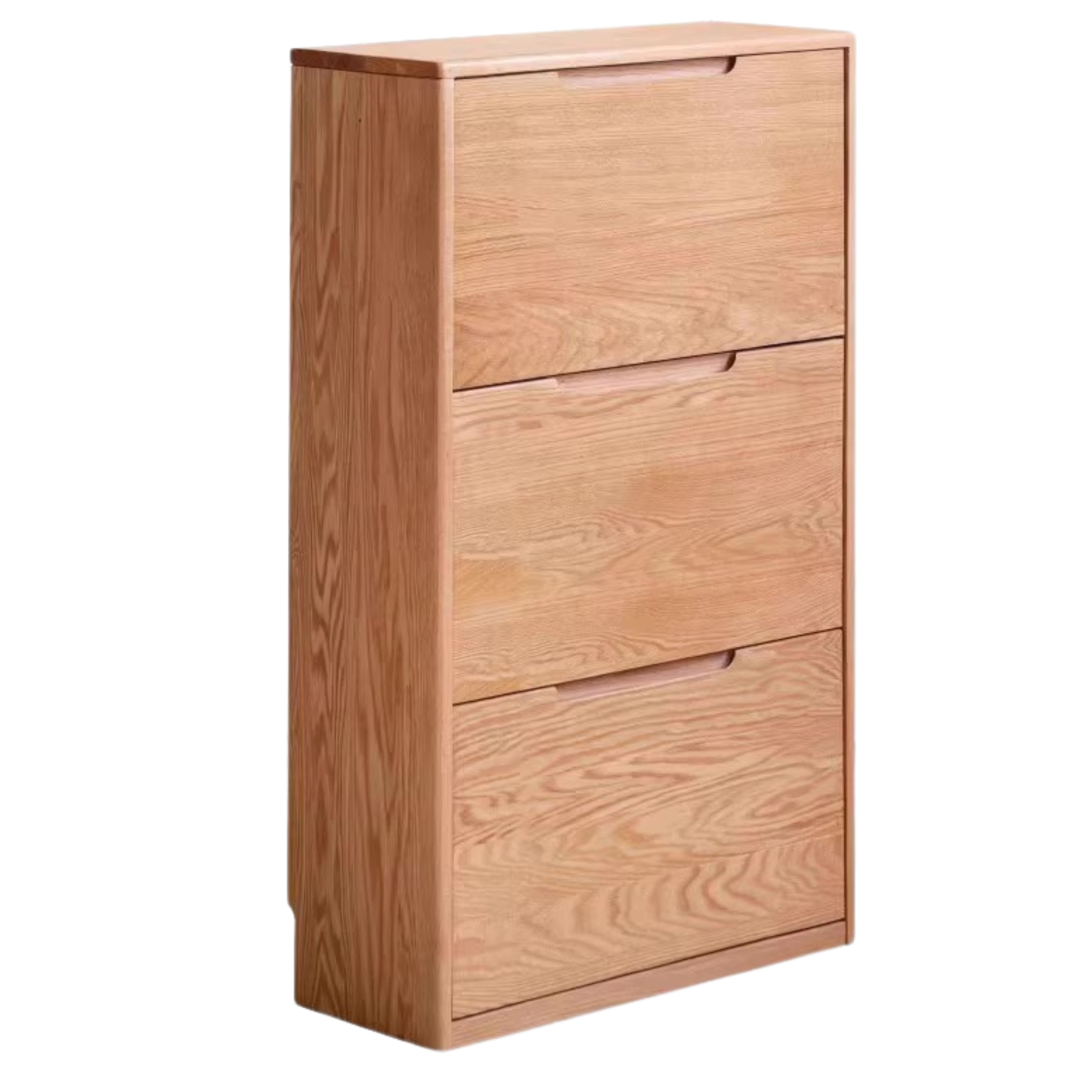 25.6x7.9x45.7 inch/ 65x20x116cm/ Natural Wood Color/ Oak wood ultra-thin flip bucket shoe cabinet