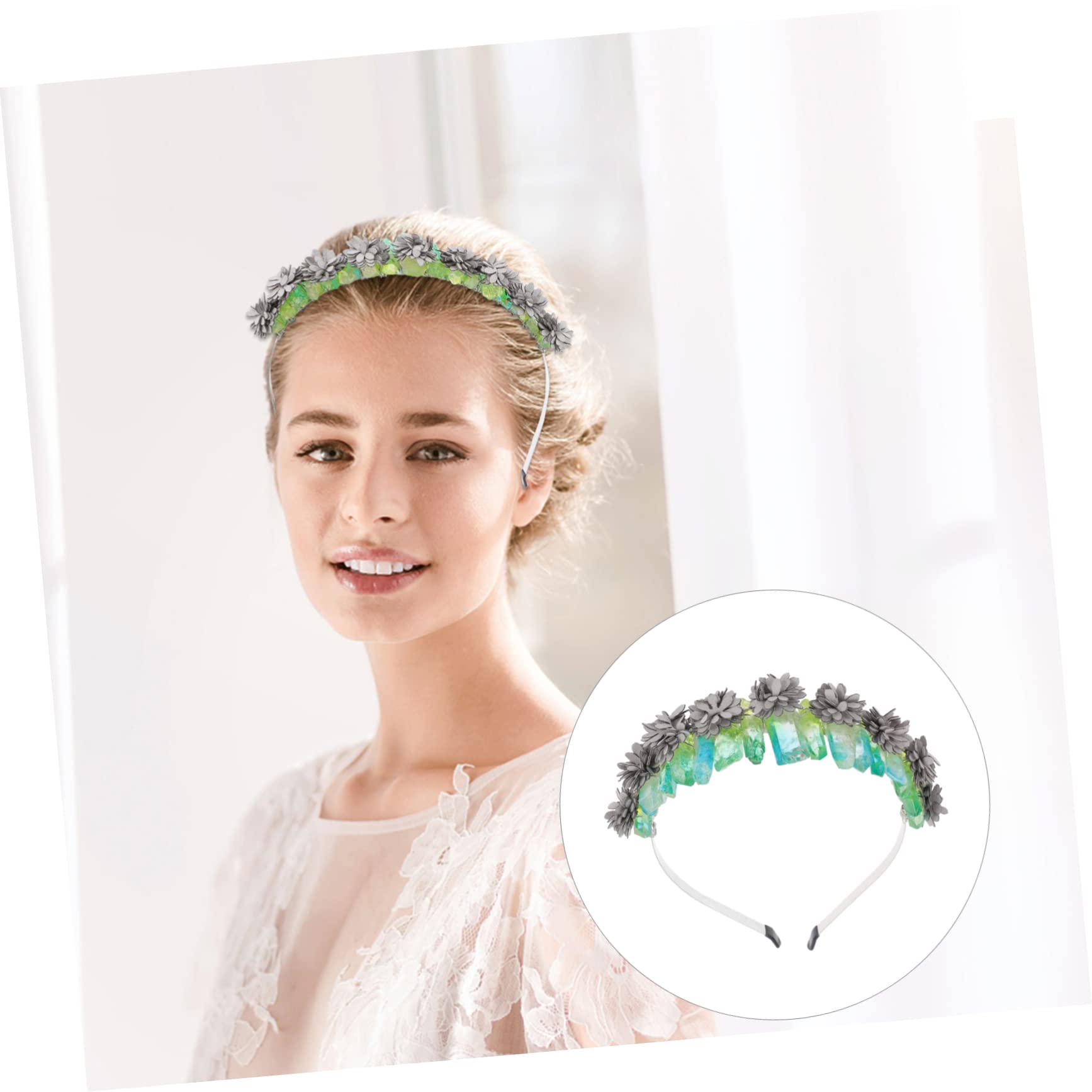 FRCOLOR 2-Piece Crystal Rainbow Crown Wedding Headband Set - Elegant Purple Tiara with Natural Quartz Crystals for Women & Girls - Perfect for Weddings, Prom, Pageants, and Special Occasions