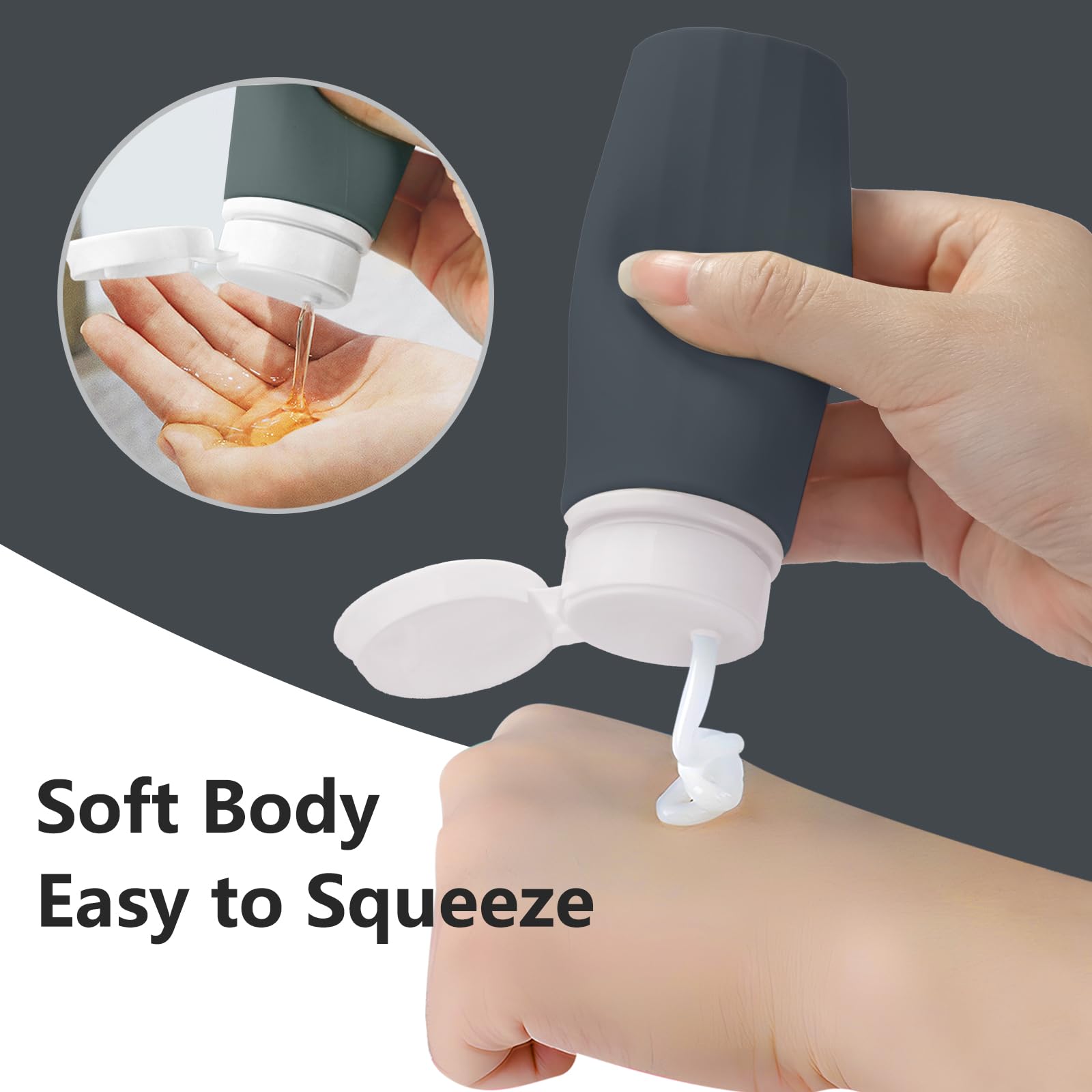 4 Pack TSA Approved Leakproof Silicone Travel Bottles (3oz/89ml) - Refillable Toiletry Containers for Shampoo, Conditioner & Body Lotion | Perfect for Airplane Carry-On & Vacation Essentials