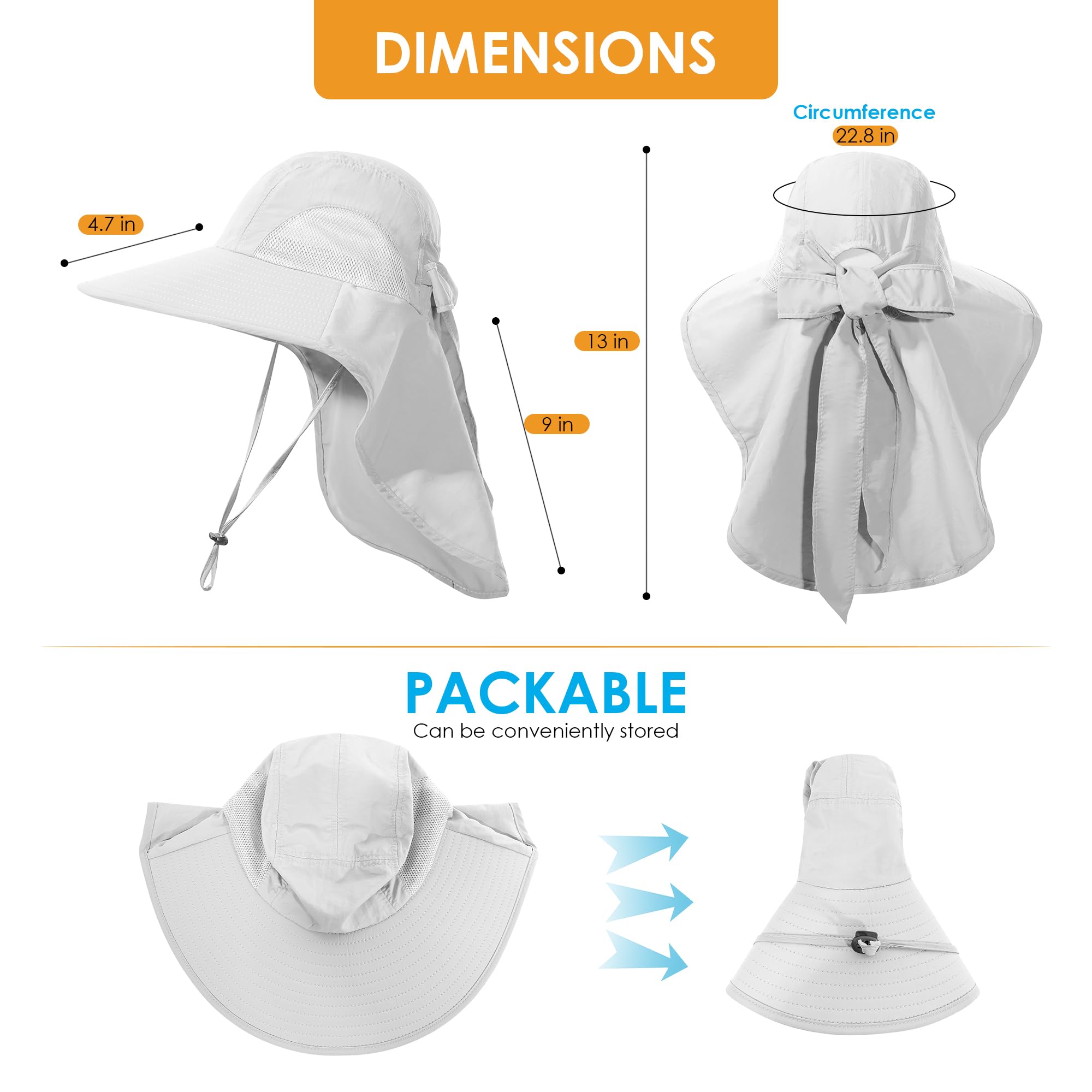 Women's UPF 50+ Sun Hat with Wide Brim - Foldable Waterproof Bucket Hat with Neck Flap for UV Protection - Perfect for Summer, Beach, Fishing, Hiking & Outdoor Activities