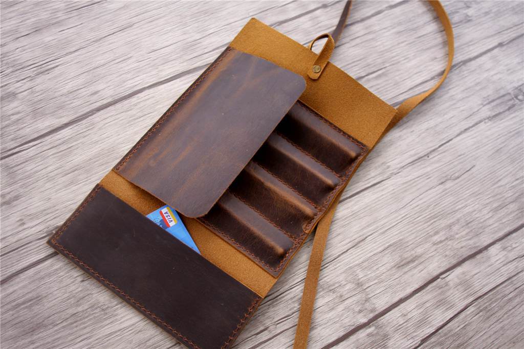 Handmade Leather Pencil Case - Premium Pouch Holder for Artists & Students - Perfect for Sketching, Drawing & School Supplies Organization