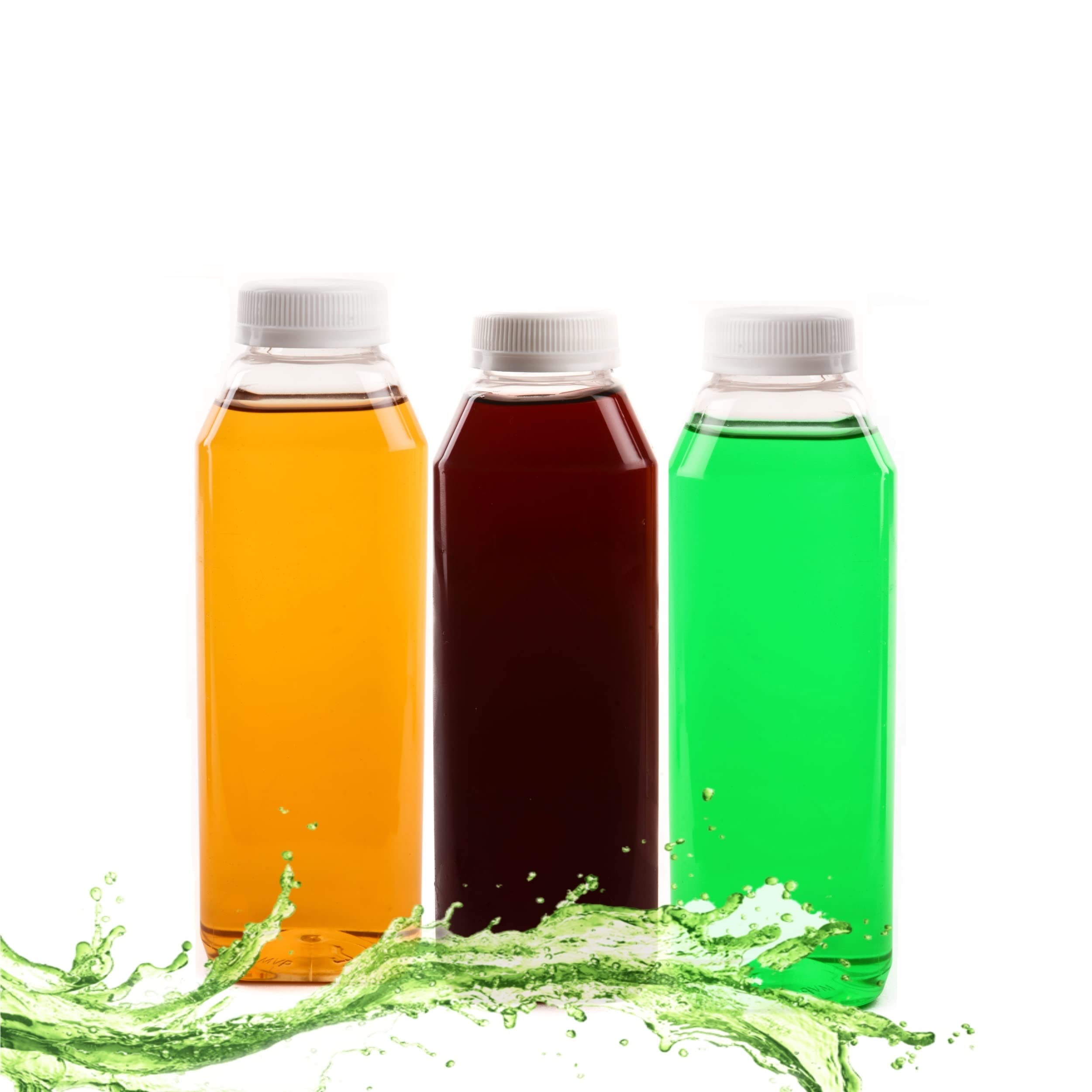 EcoQuality 12 oz Clear Plastic Juice Bottles with Tamper Evident Caps - 100 Pack | BPA-Free Smoothie & Beverage Containers for Juices, Milk, Meal Prep, Picnics & Party Favors | Reusable & Leak-Proof for Home, Restaurant & Commercial Use
