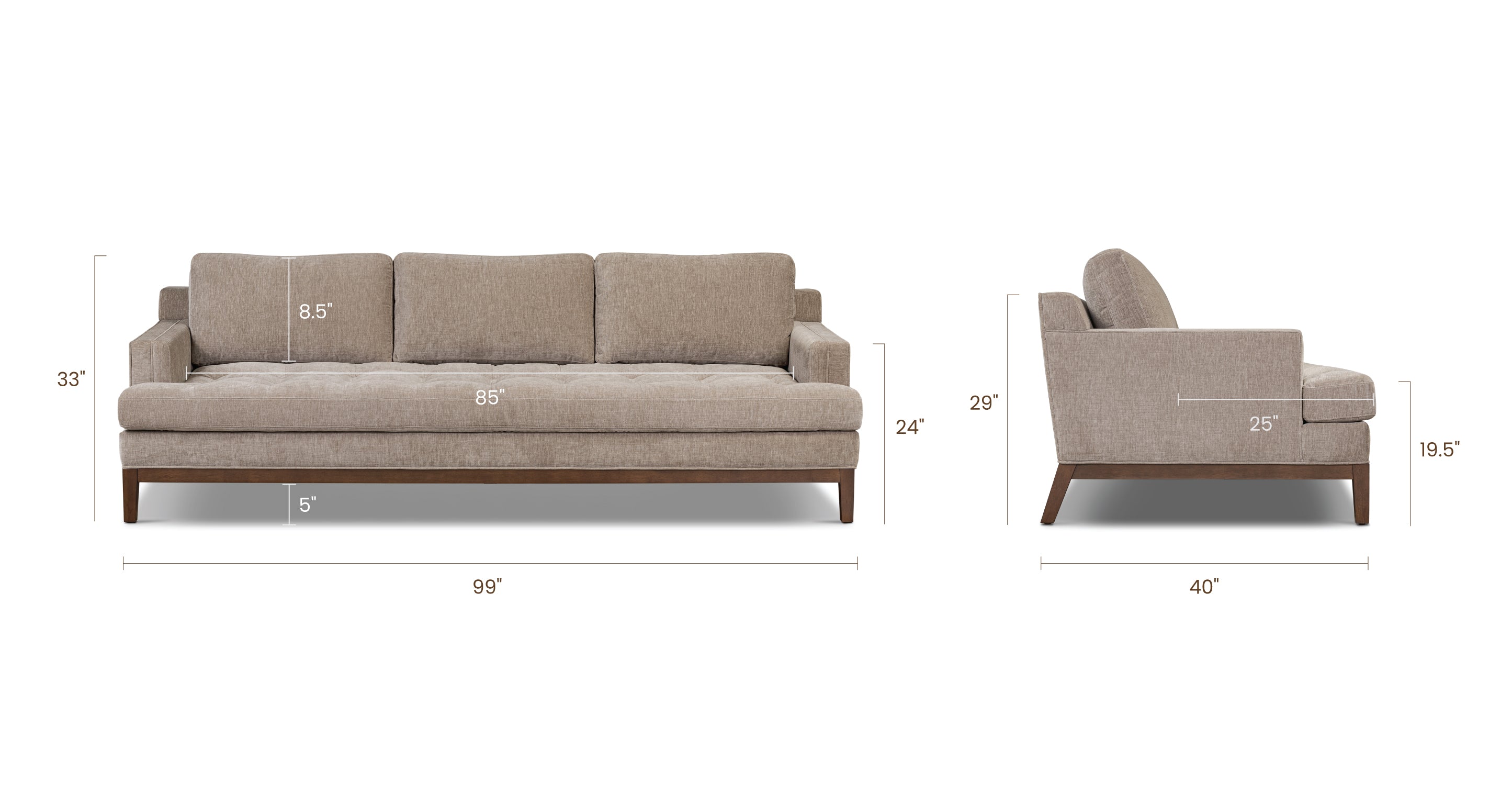 Vernon 99 Sofa - Modern 3-Seater Fabric Couch for Living Room, Comfortable Lounge Sofa with Soft Cushions, Perfect for Small Spaces & Apartments | Great for Relaxing, Entertaining Guests & Family Movie Nights