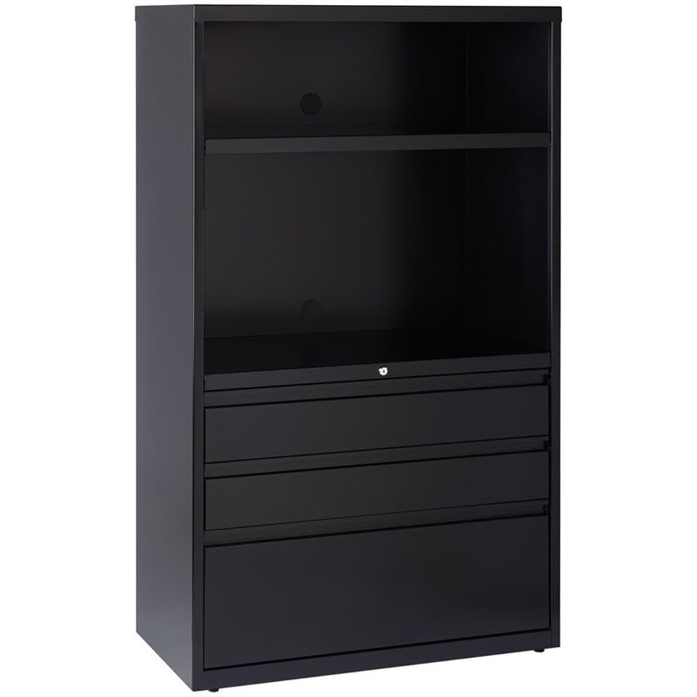 Hirsh 36-inch Wide HL8000 Series Black Lateral File Cabinet - 3-Drawer Combo for Office, Home, and Business Storage Solutions