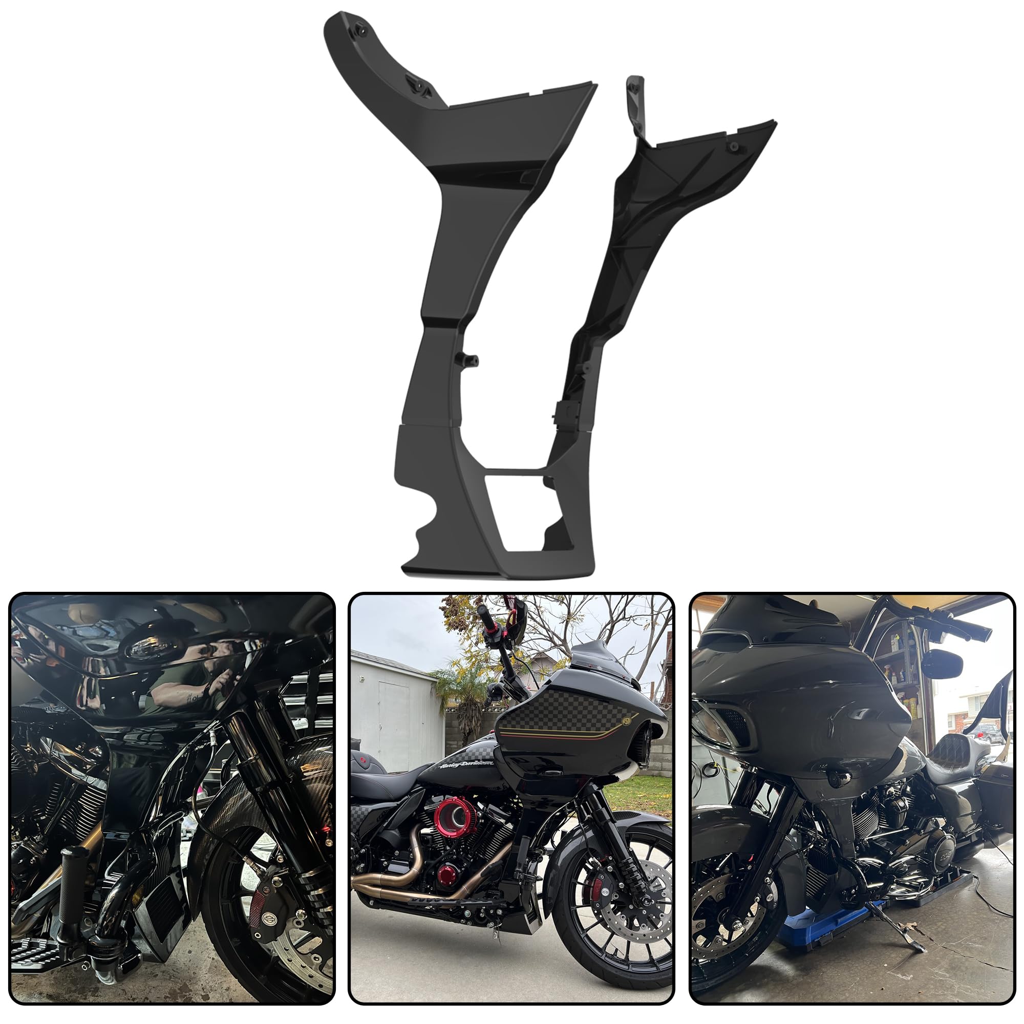 Vivid Black Road Glide Chin Spoiler & Fairing Cover for 2017-2022 Harley Davidson FLTRX/FLTRXS | Aerodynamic Motorcycle Wind Deflector for Touring Models | Perfect for Highway Riding & Long-Distance Comfort