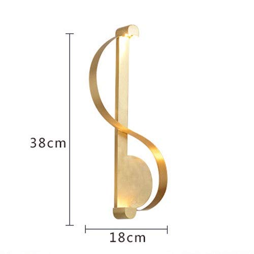 Modern S-Shaped Copper Wall Lamp - Wrought Iron Art Deco Wall Sconce for Living Room, Bedroom, Restaurant & Hotel | 6000K Daylight LED Lighting | Perfect for Ambient, Accent & Task Lighting in Home & Commercial Spaces