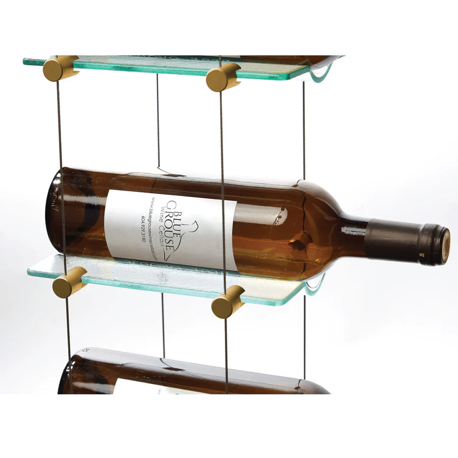 Blue Grouse 6 Bottle Floating Cable Wine Rack Display Kit - Modern Wine Storage Solution for Home Bars, Restaurants, and Wine Cellars