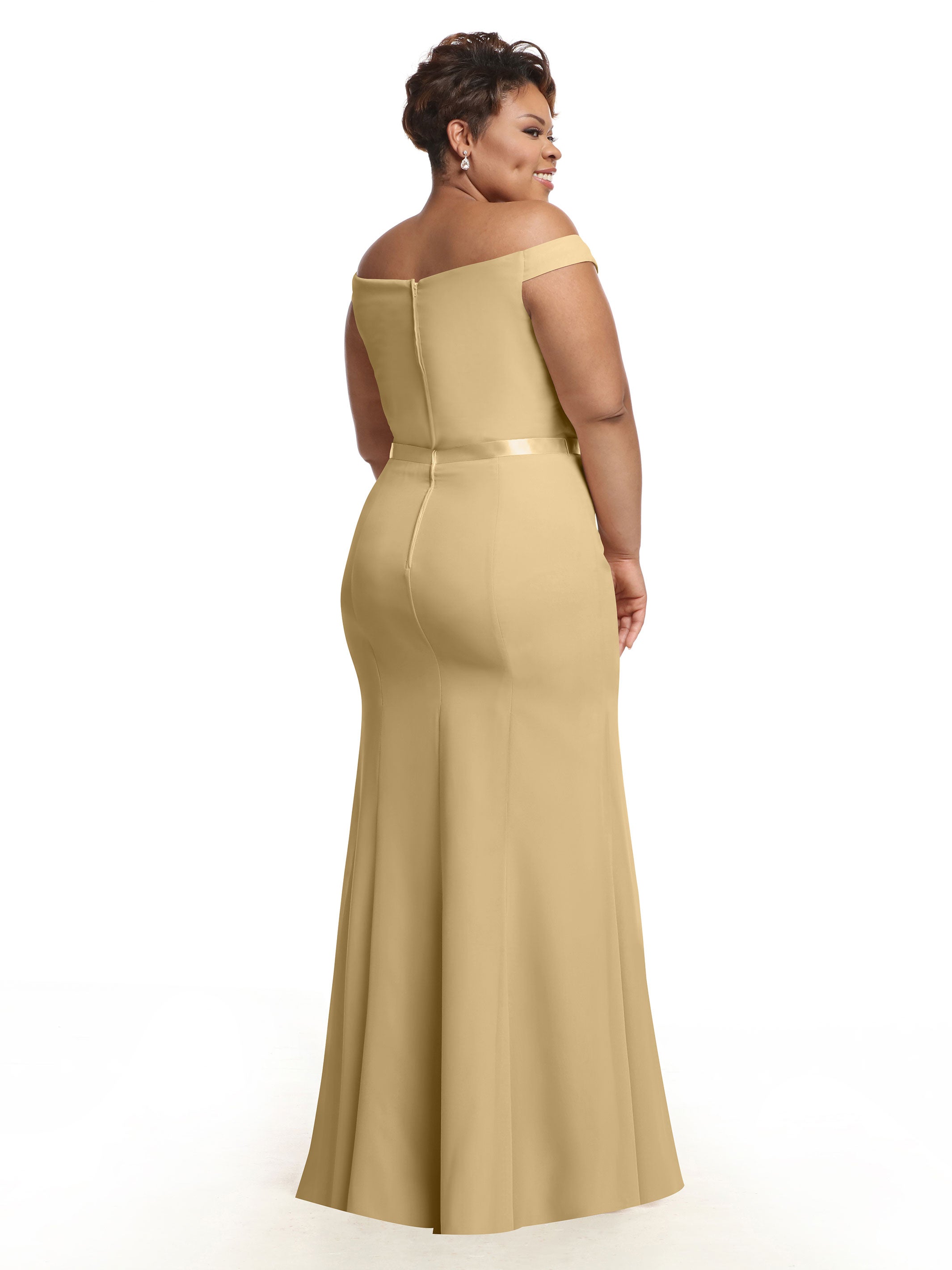 Elegant Off-The-Shoulder Chiffon Bridesmaid Dress with Ribbon Belt - A-Line Fit & Flare Design for Weddings, Parties & Special Occasions
