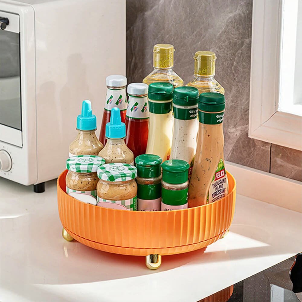 Non-Slip Lazy Susan Turntable - 12 Inch Round Rotating Tray for Kitchen, Dining Table, Spice Organization & Party Serving - Durable Plastic with Non-Skid Base