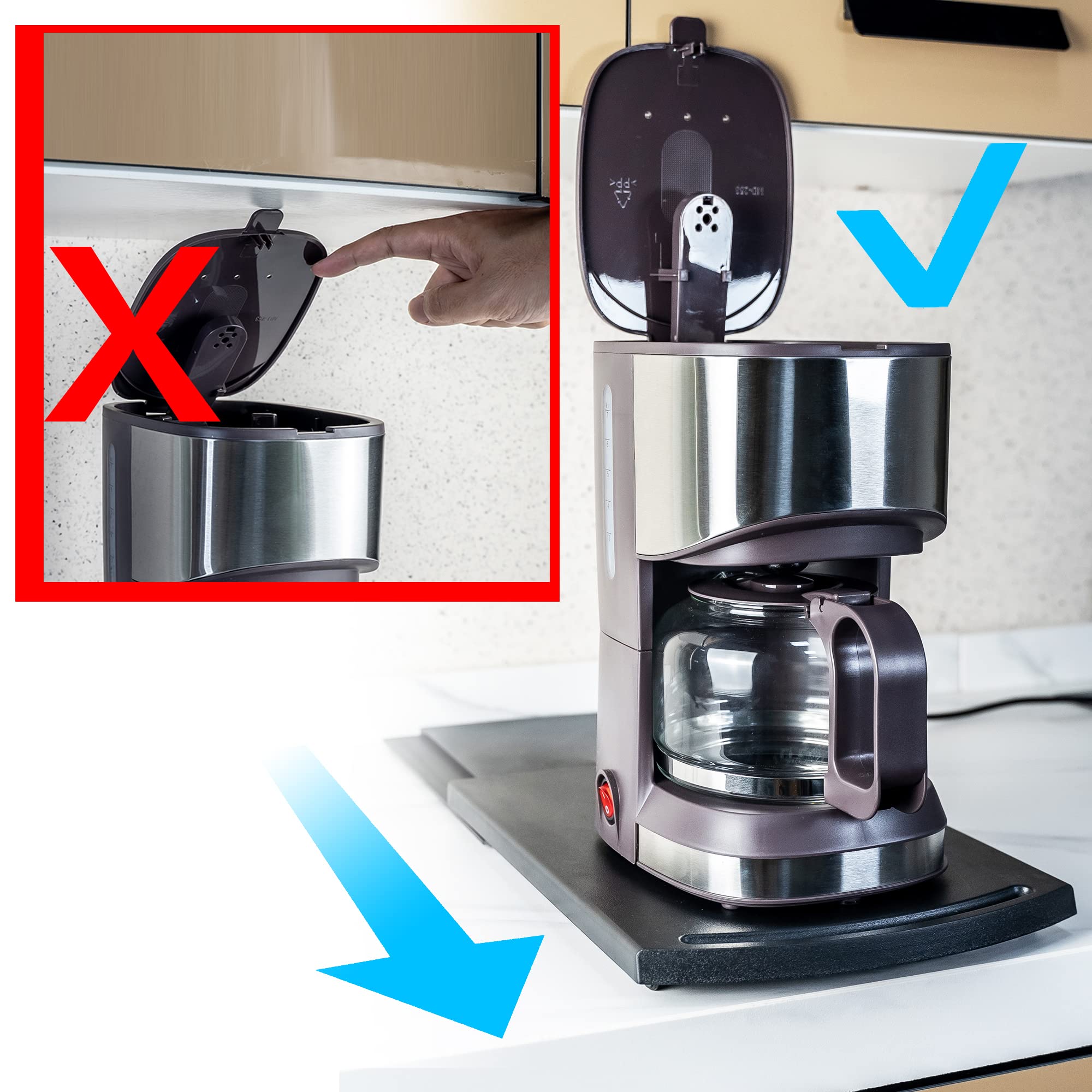 Kitchen Appliance Sliding Tray - Countertop Organizer for Coffee Maker, Mixer, Air Fryer - ABS Rolling Slider for Easy Access and Space Saving in Small Kitchens