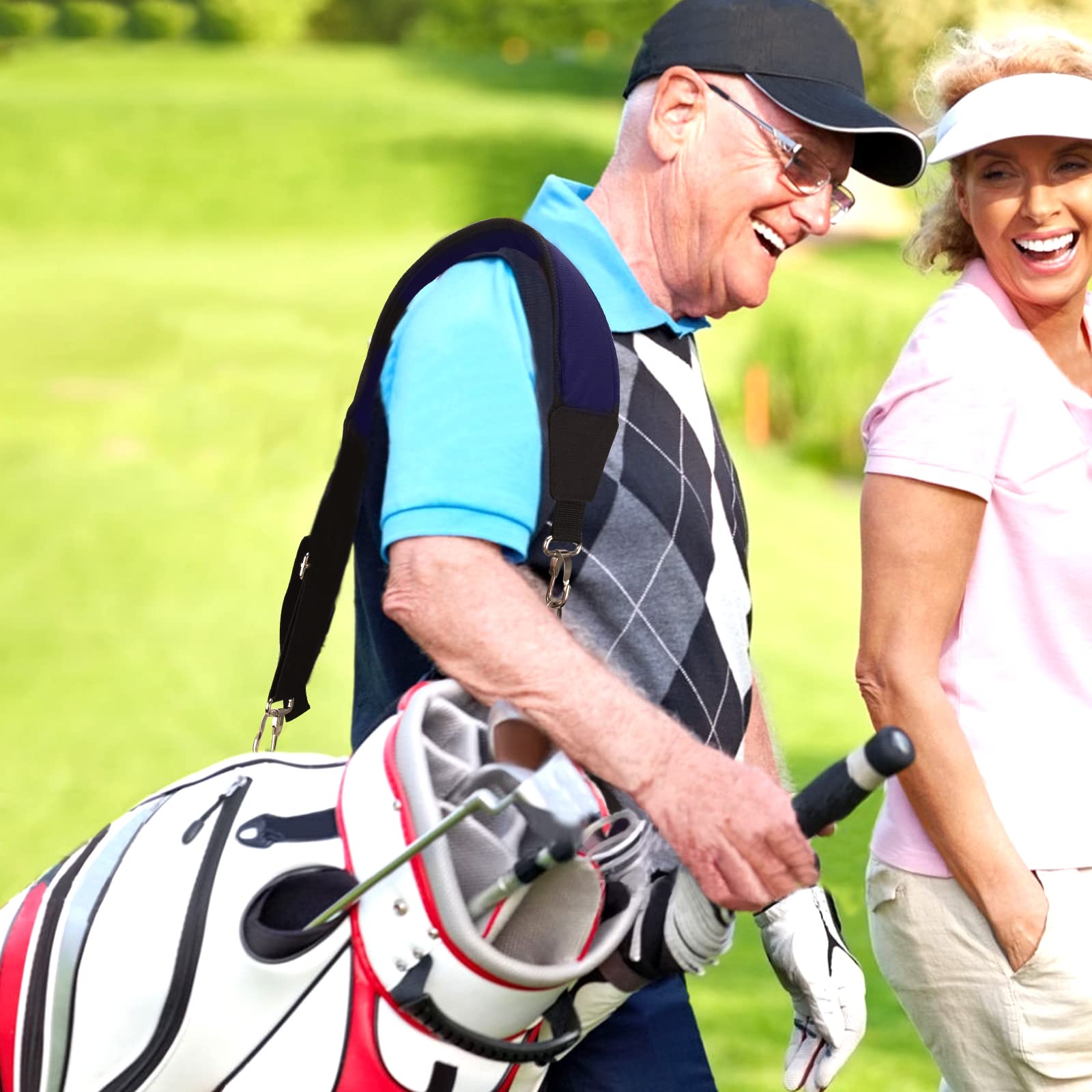 Premium Padded Golf Bag Shoulder Strap - Adjustable Thick Comfort Pad, Quick Release Buckle, Universal Replacement for Golf Bags - Perfect for Walking the Course or Driving Range Practice