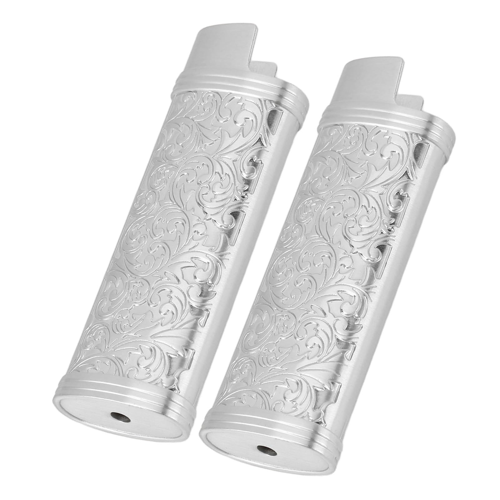 Vintage Floral Zinc Alloy Lighter Case - 2PCS Reusable Metal Cover for Everyday Use