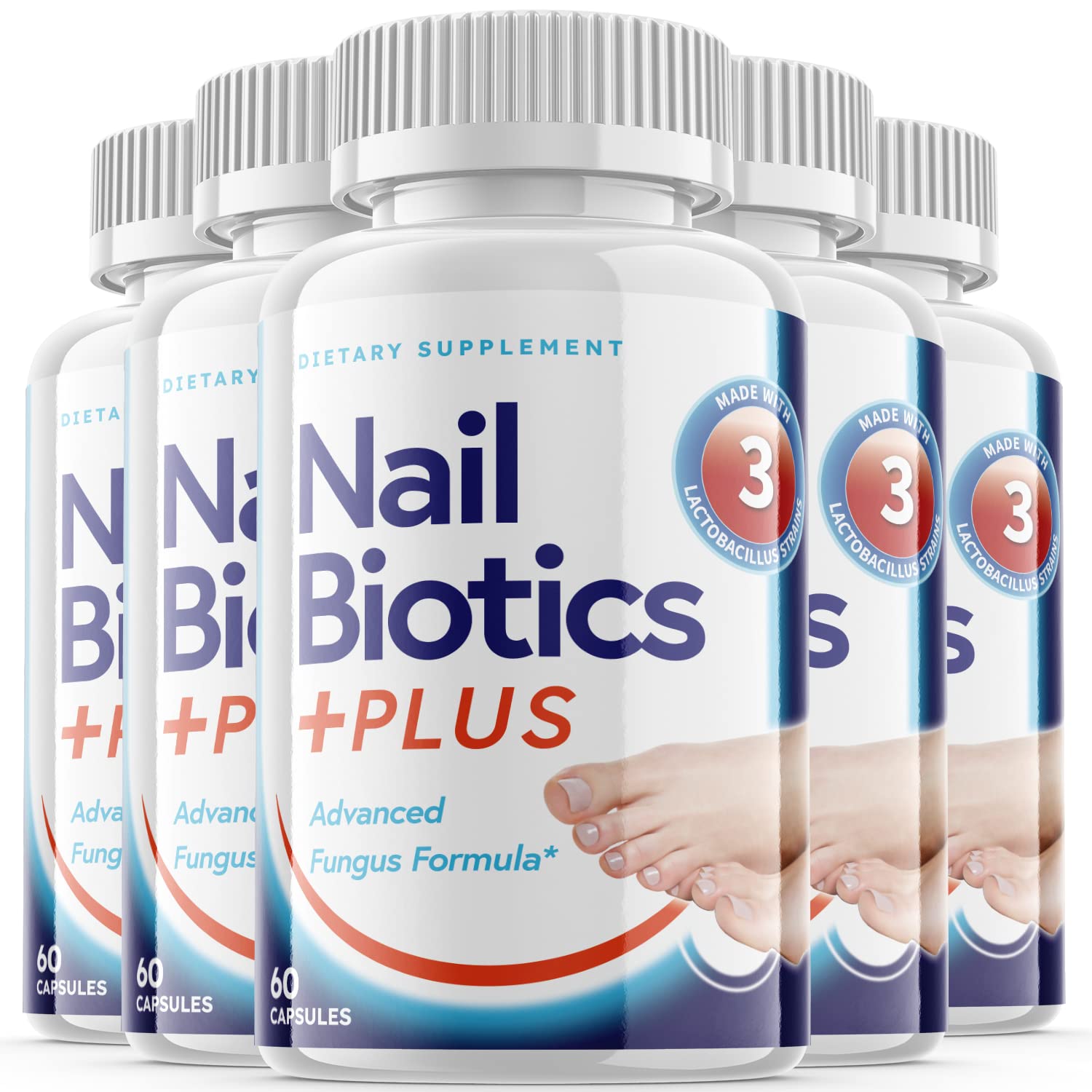 Nail Biotics Plus Advanced Fungus Formula Supplement Pills (5 Pack) - Powerful Nail & Toenail Fungus Treatment for Healthy Nails - Supports Clear Nails at Home, Gym & Pedicures