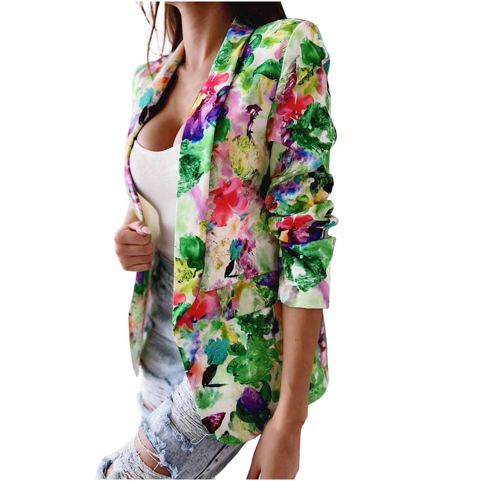 Trendy Women's Blazer Jackets for Casual & Business | Summer/Autumn Tie-Dye Lapel Style | Office & Outings