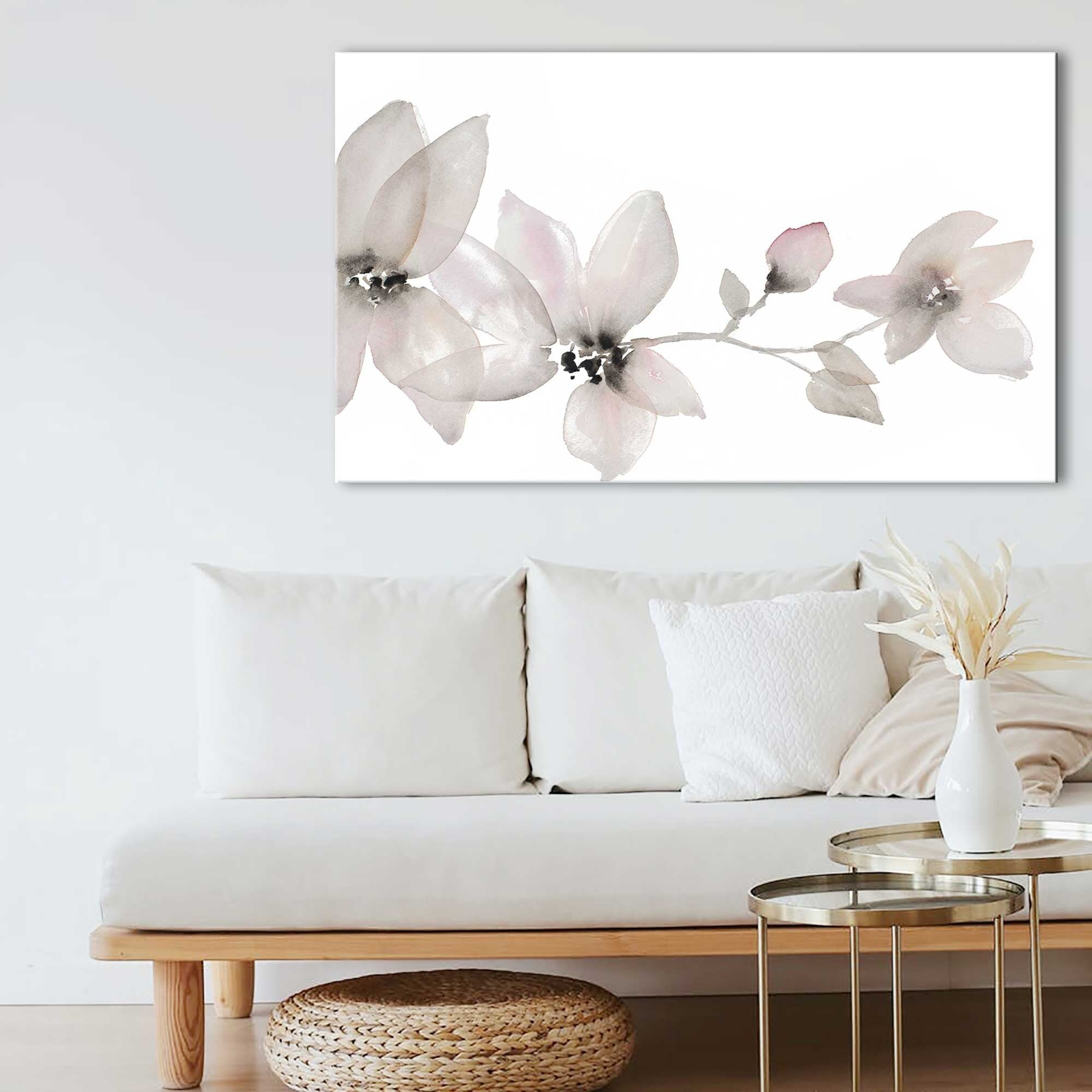Blooming Whispers Floral Canvas Wall Art Print - Elegant Home Decor for Living Room, Bedroom & Office