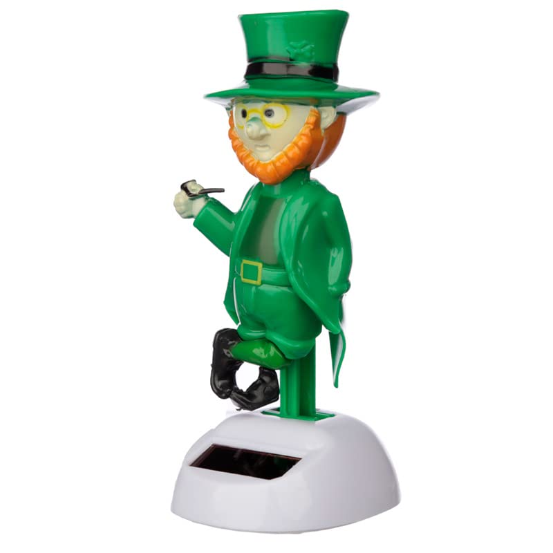 Solar Powered Leprechaun Animated Toy Car Decor - Fun Novelty Gift for Kids, Girls, Office & Car Decoration - 12cm Height - Perfect for St. Patrick's Day, Birthday Gifts & Desk Ornaments