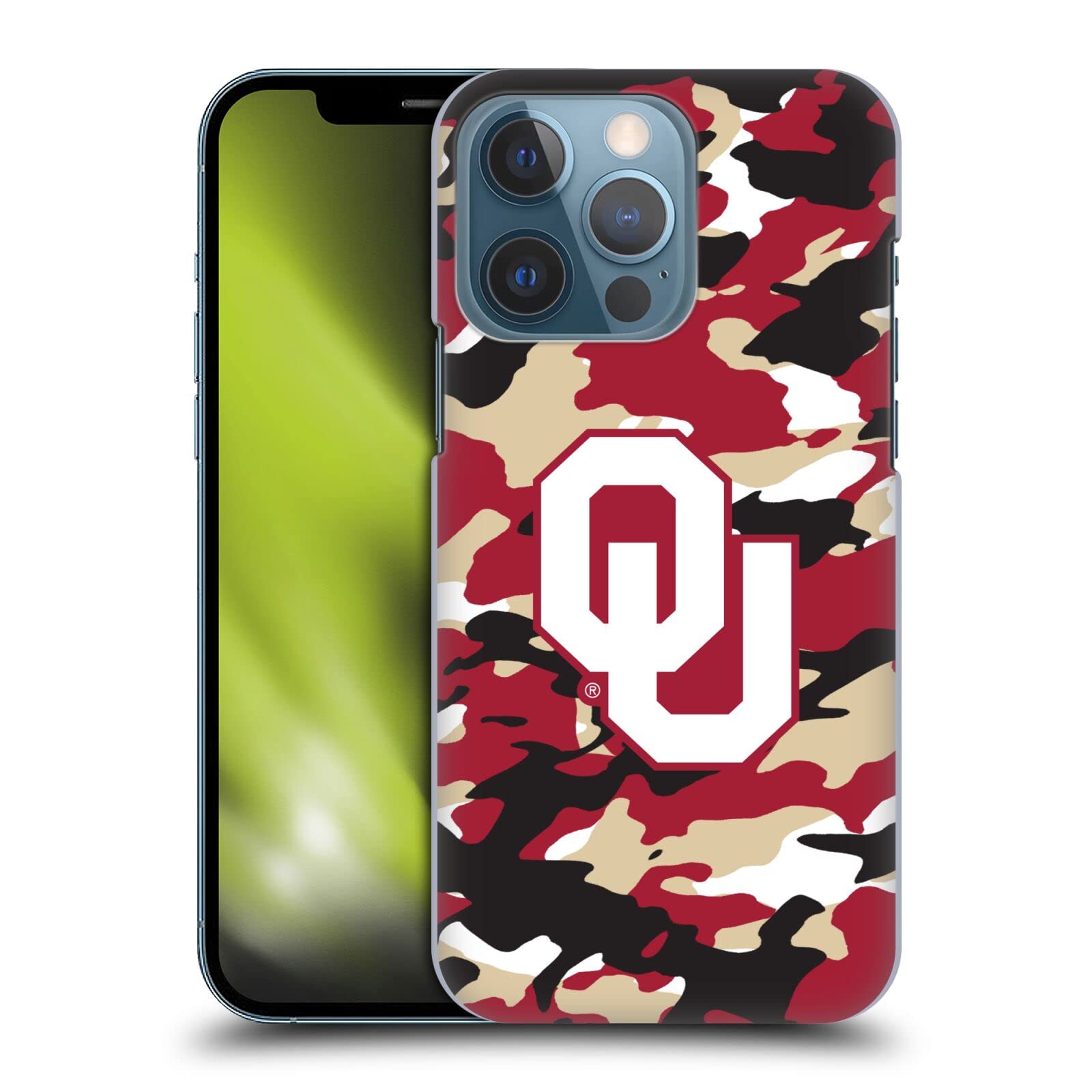 Officially Licensed University of Oklahoma OU Camouflage Hard Back Phone Case Compatible with Apple iPhone 13 Pro - Perfect for Game Day, School Pride & Everyday Protection