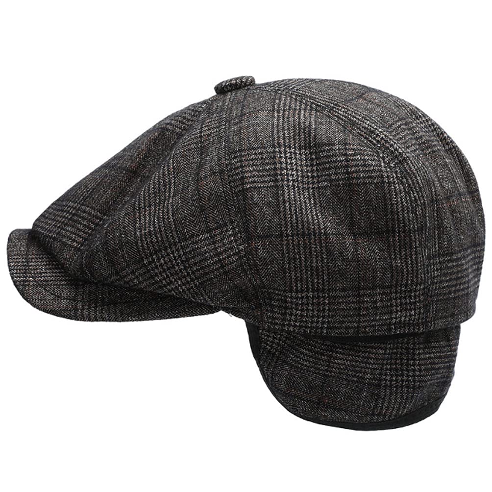 Men's 8 Panel Newsboy Cap with Earflaps - Vintage Gatsby Ivy Golf Cabbie Hat for Winter Warmth | Perfect for Outdoor Activities, Golfing, and Casual Fashion