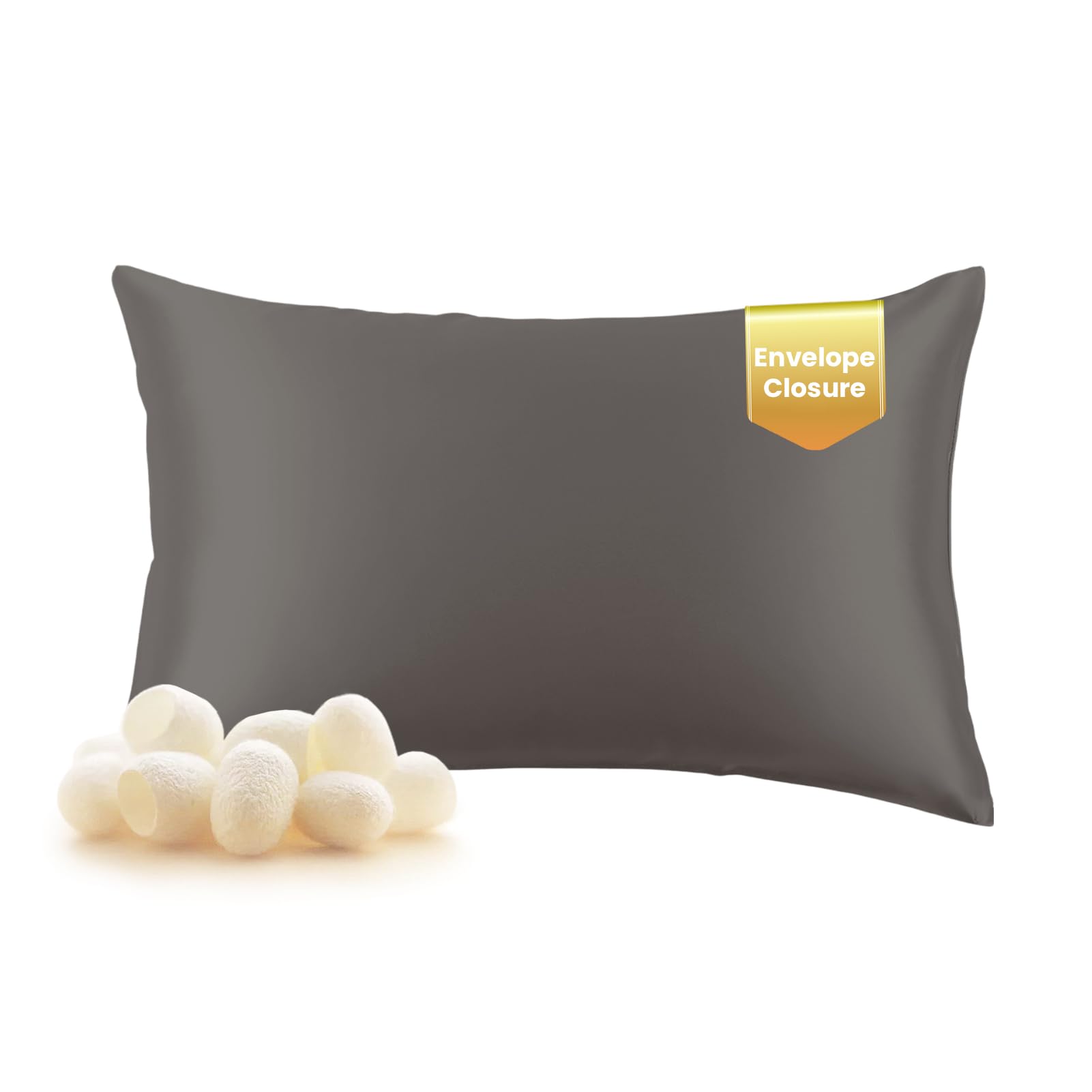 THXSILK 100% Natural Mulberry Silk Pillowcase for Hair & Skin Care - 19 Momme Luxury Silk Pillow Cover with Envelope Closure (King Size, Charcoal Grey) - Perfect for Anti-Frizz, Skin Hydration & Beauty Sleep