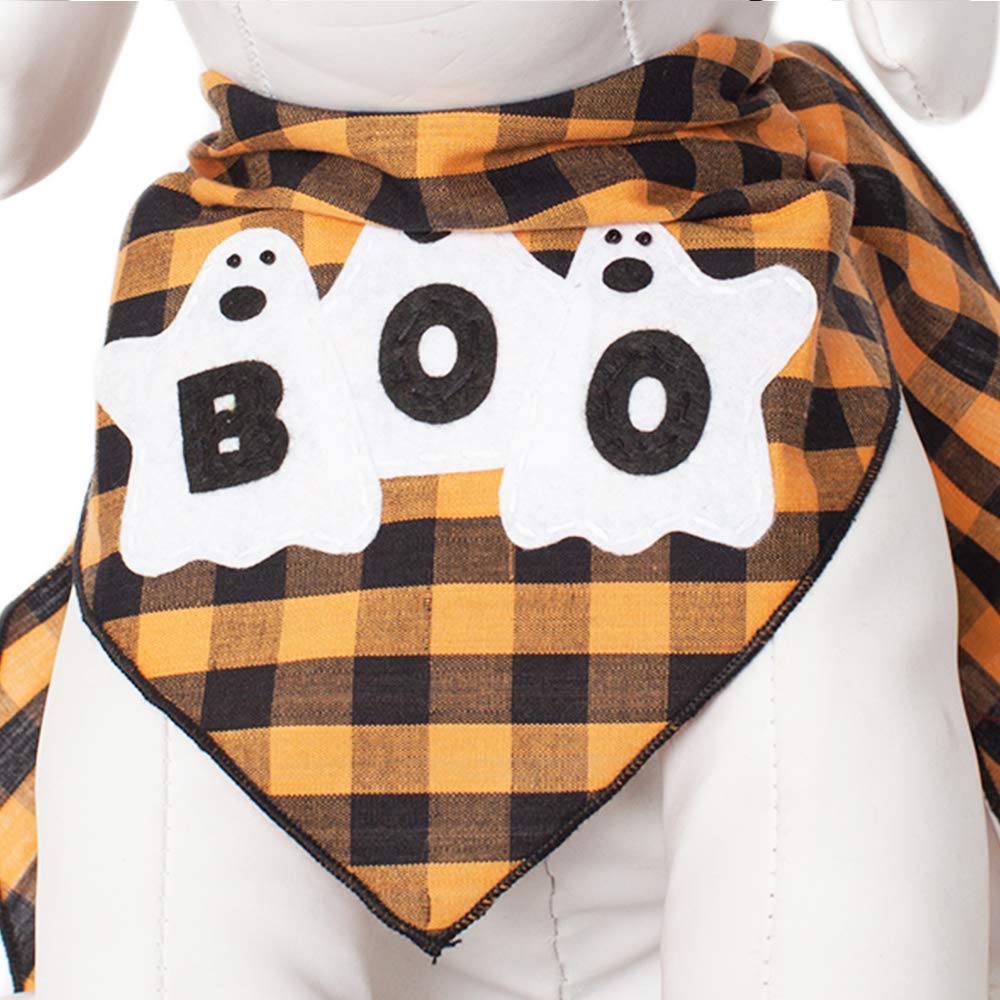 Halloween Dog Bandanas for Medium to Large Dogs - Boo & Ghouls Print, 100% Cotton Pet Bandana for Costume Parties, Trick or Treat & Photo Props