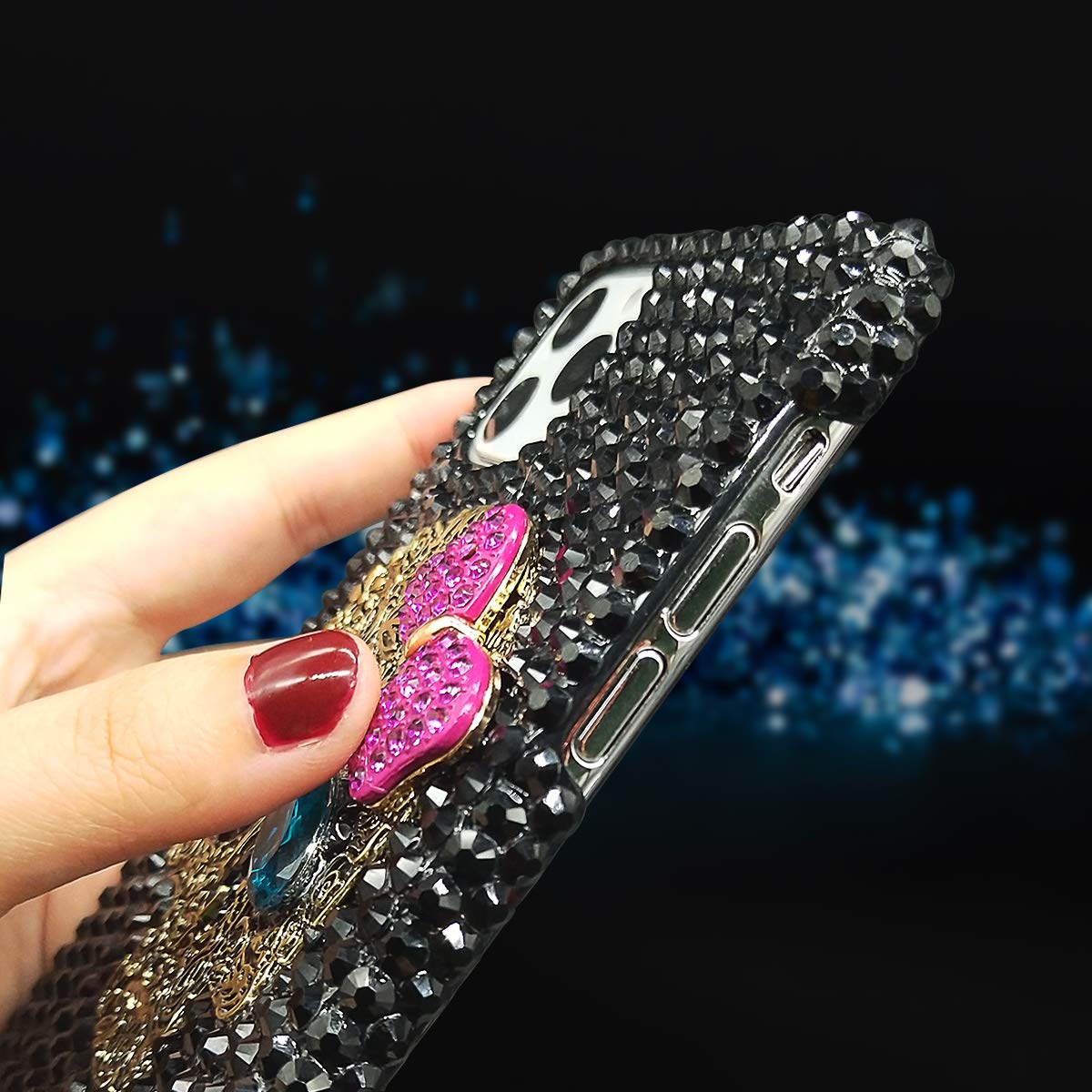 Luxury 3D Shiny Crystal Rhinestone Skull Case for iPhone 11 Pro Max - Sparkle Bling Diamond Hard PC Cover with Metal Crossbones Design | Perfect for Parties, Nightlife & Fashion Accessories