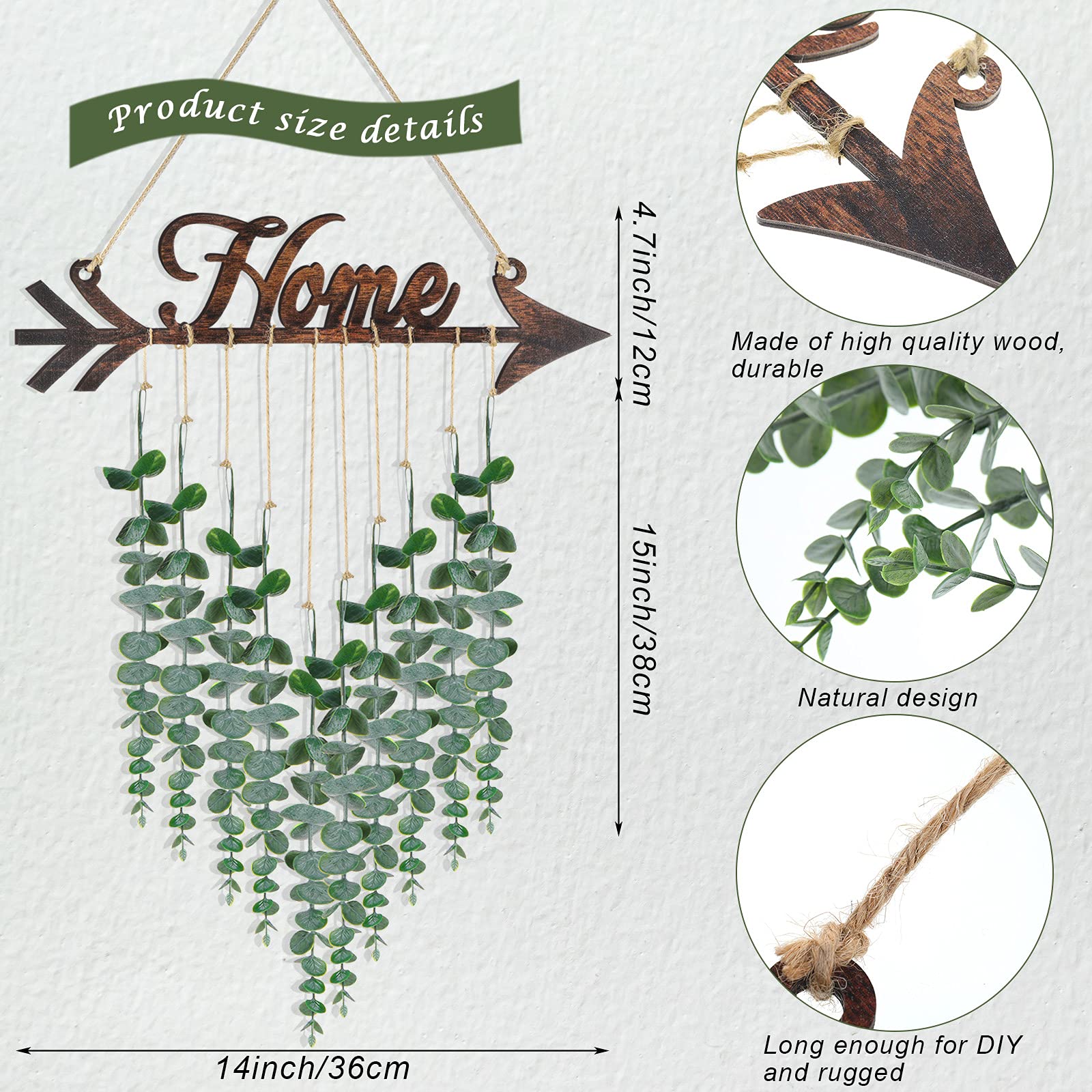 Lyrow Artificial Eucalyptus Wall Decor - Farmhouse Boho Hanging Greenery for Home, Living Room & Bedroom
