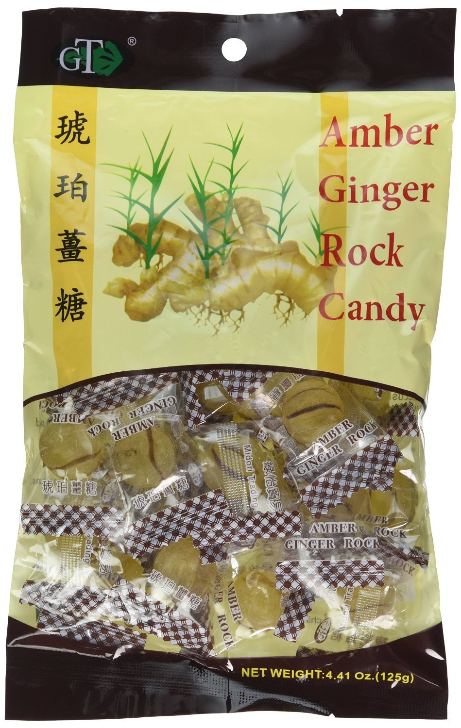 Premium Amber Ginger Rock Candy (8-Pack) - Natural Ginger Flavored Hard Candy - Perfect for Tea Time, Gifts & Digestive Aid
