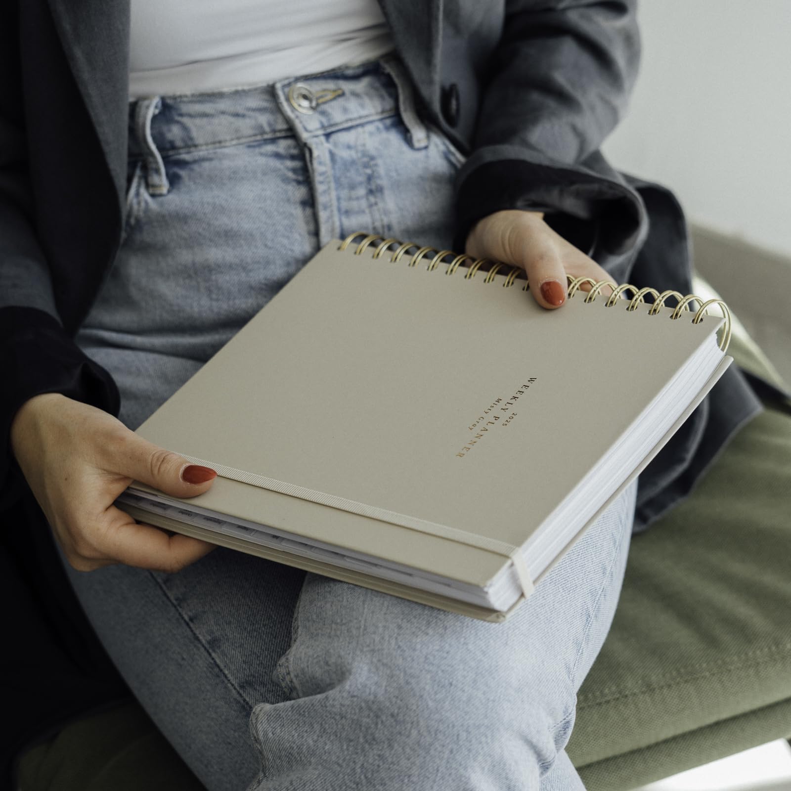 Kokonote 2025 Weekly Planner - Misty Gray Hardcover Diary | 8.3 x 9.8 Inches (21 x 25 cm) | August 2024 - December 2025 Calendar | Includes Stickers & Tabs | Perfect for Office, School & Personal Organization