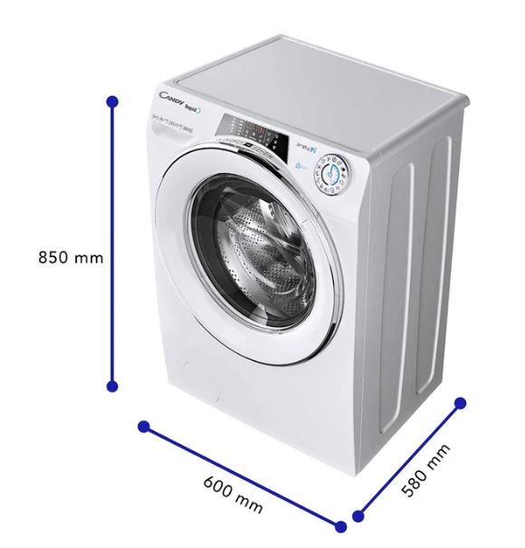 Candy RO1486DWMCE/1 S 8KG Inverter Front Load Washing Machine - Energy Efficient, Quiet Operation for Apartments & Small Homes
