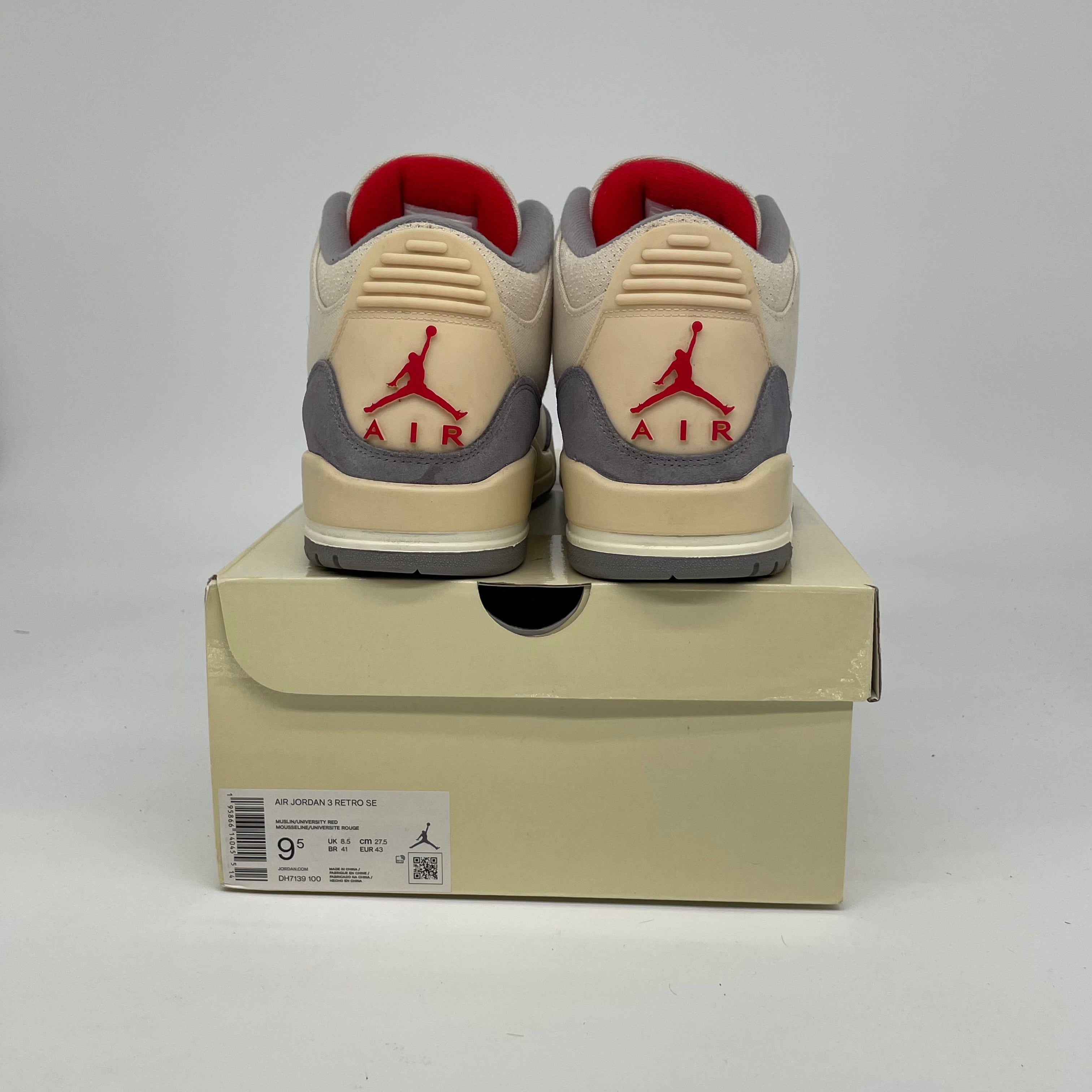 Original Title: AIR JORDAN 3 MUSLIN SIZE 9.5 DH7139 100   Optimized Title: Air Jordan 3 Retro 