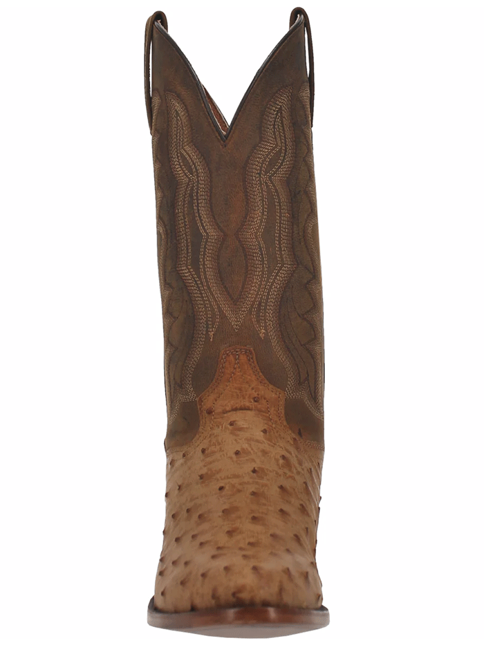 Dan Post DP3077 Men's Handcrafted Gehrig Ostrich Western Boots - Genuine Leather Cowboy Boots for Riding, Country Style & Western Fashion (Saddle Color) - Perfect for Rodeo, Line Dancing & Outdoor Events