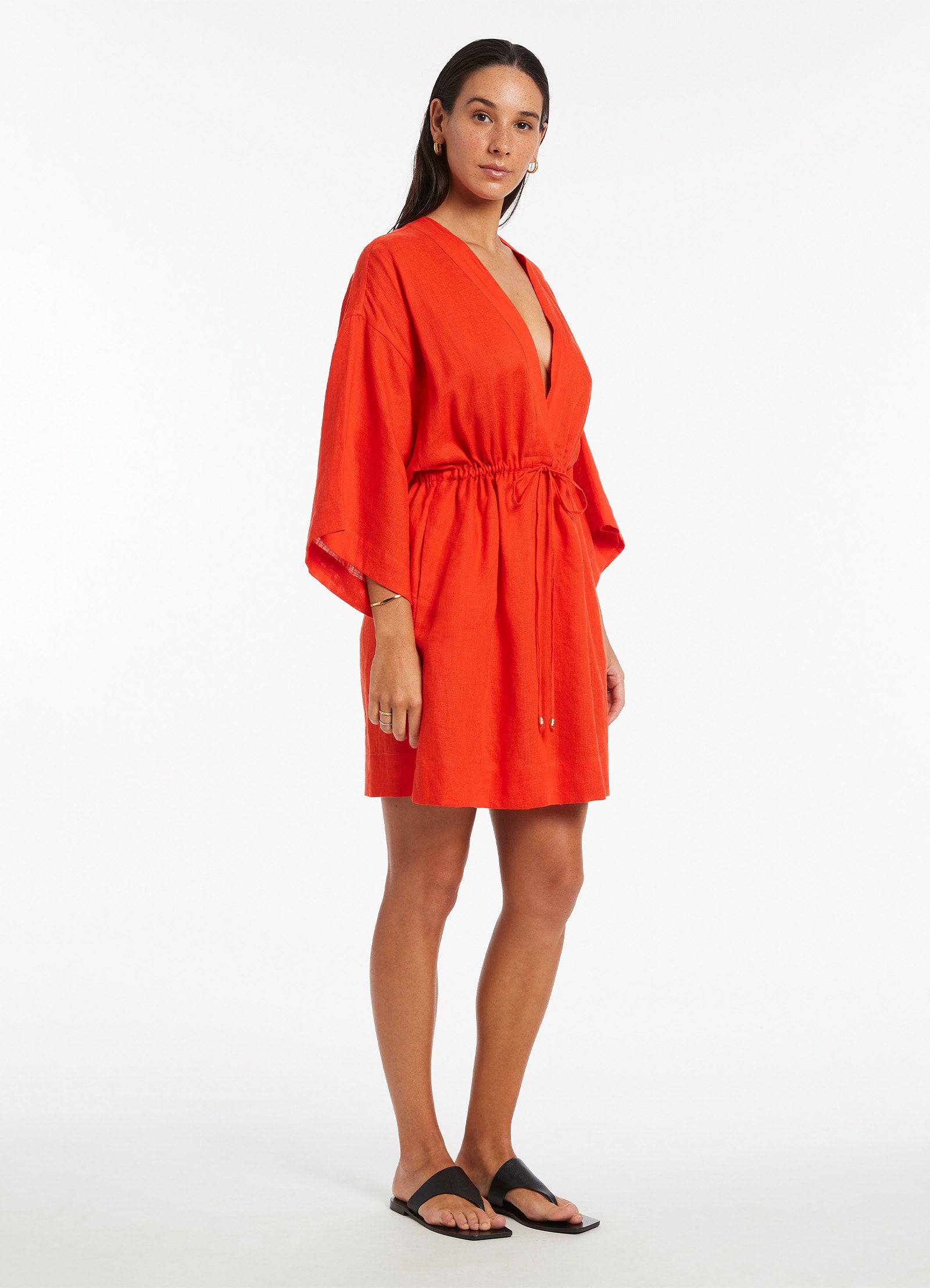 Stylish Jetset Gather Front Kaftan Dress - Fiamma Collection | Boho Chic Beach Cover Up, Poolside Lounge & Summer Vacation Outfit