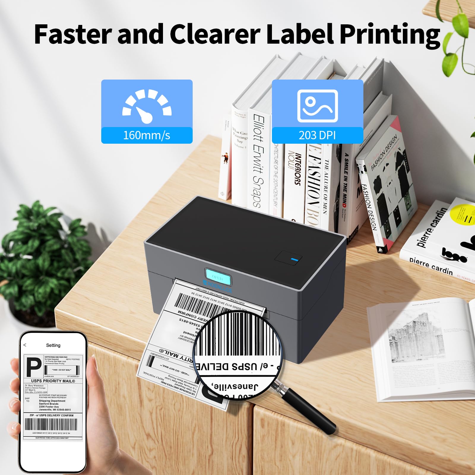4x6 Bluetooth Thermal Shipping Label Printer for Small Business - Compatible with Windows, Mac, iOS, Android - Perfect for Amazon, eBay, Shopify, Etsy & UPS - Ideal for Home Office & E-commerce Shipping