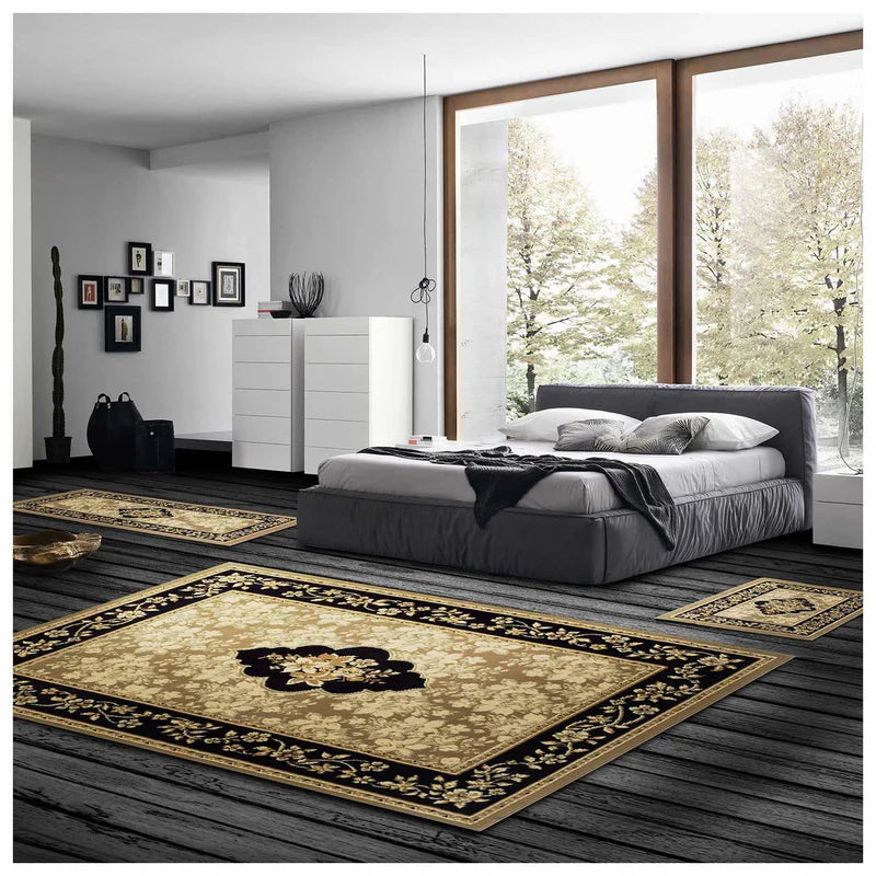 Victorian Oriental Traditional Medallion 3-Piece Indoor Area Rug Set - Perfect for Living Room, Bedroom & Dining Room Decor