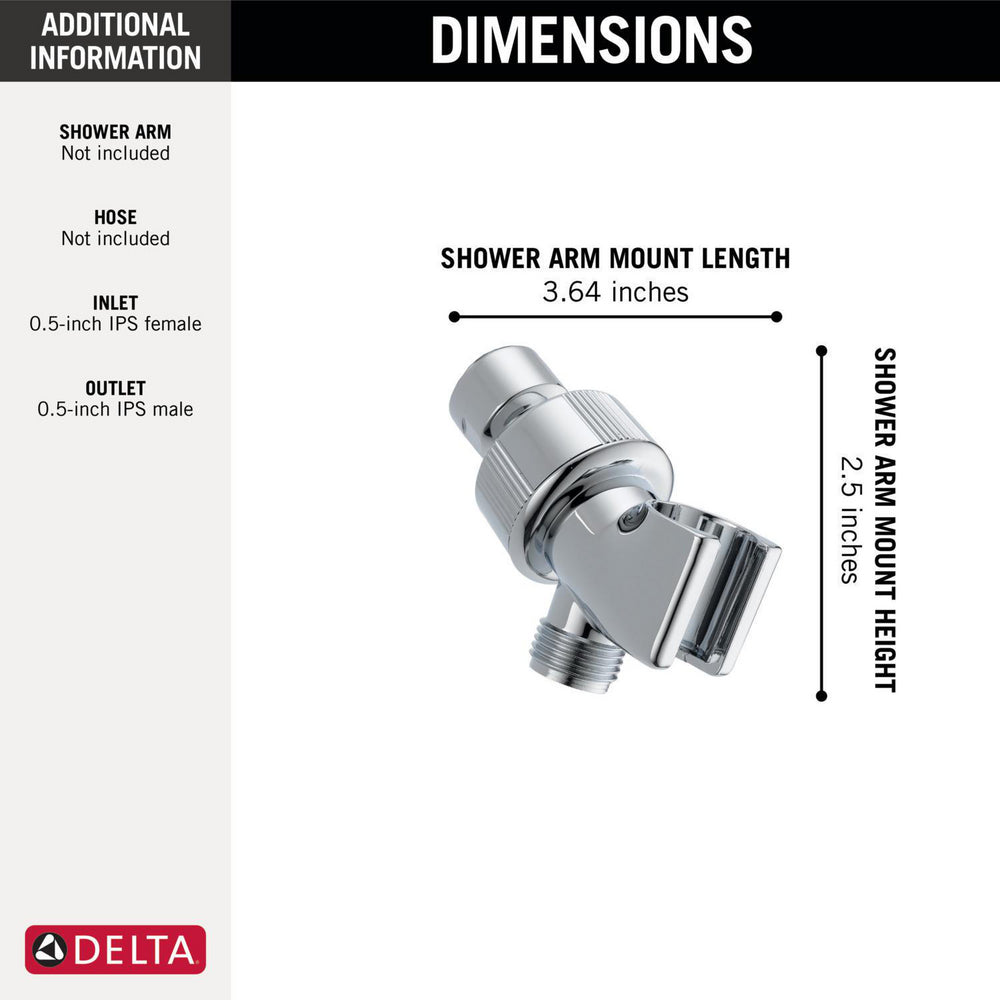 Adjustable Shower Arm Mount for Hand Shower - Chrome U3401 PK Delta Replacement - Perfect for Bathroom Renovation & Accessibility Upgrades