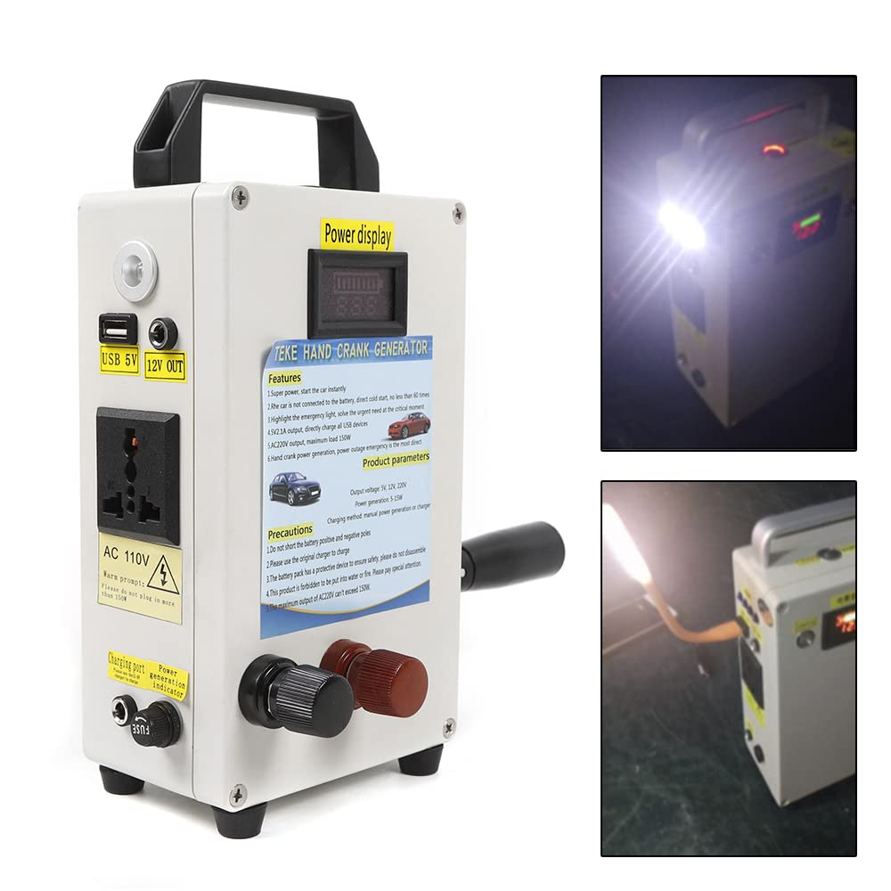 150W Hand Crank Generator - Portable Emergency USB Power Supply with Manual Crank, 10C Output for Outdoor Camping, Hiking & Emergency Preparedness (US Stock) - Perfect for Powering Phones, Lights & Small Devices During Blackouts or Adventures
