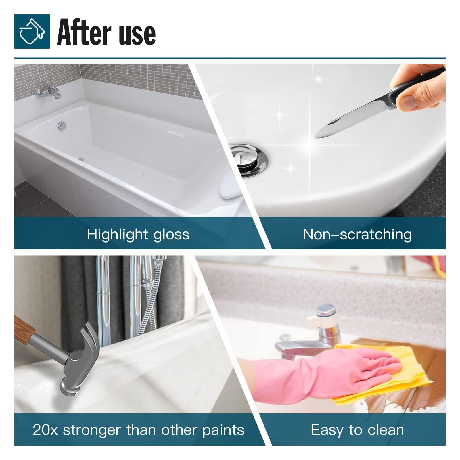 DWIL Tub Refinishing Kit - Epoxy Bathtub Paint & Tile Paint with Tools, Self-Leveling, Low Odor, 20X Thicker Than Regular Sink Paint (Bright Gloss White, 1 Bathtub Size) - Perfect for Bathroom & Kitchen Renovation, DIY Home Improvement Projects