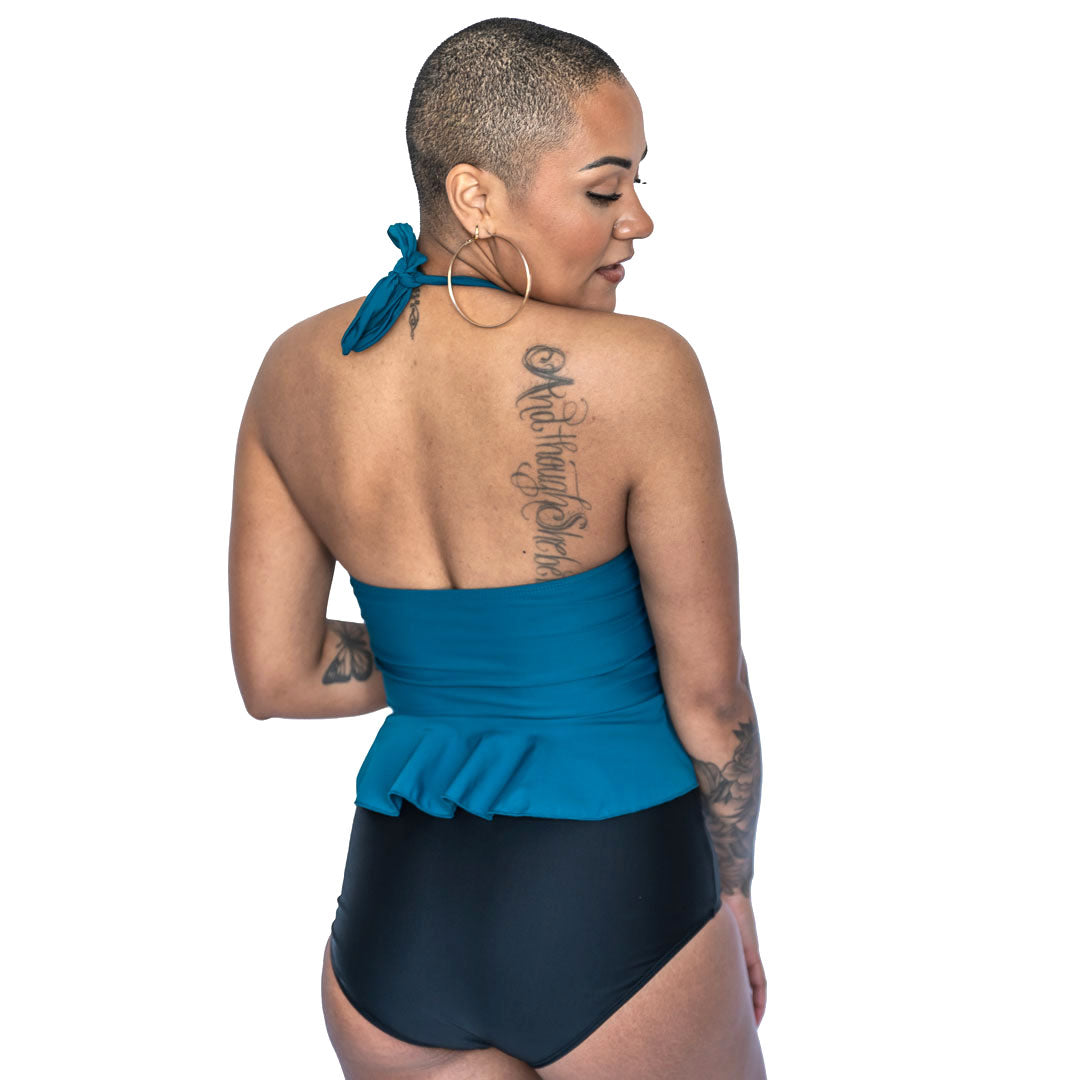 High Neck Peplum Tankini Top for Women - Flattering Swimwear with Adjustable Straps & UPF 50+ Protection - Perfect for Beach, Pool & Summer Vacations