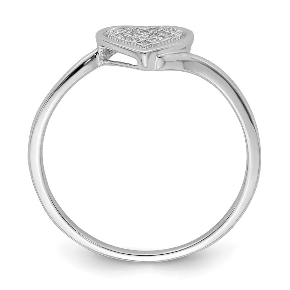 Diamond2Deal 925 Sterling Silver Diamond Heart Ring (0.05 ct) - Elegant Jewelry Gift for Women, Valentine's Day, Anniversary & Special Occasions
