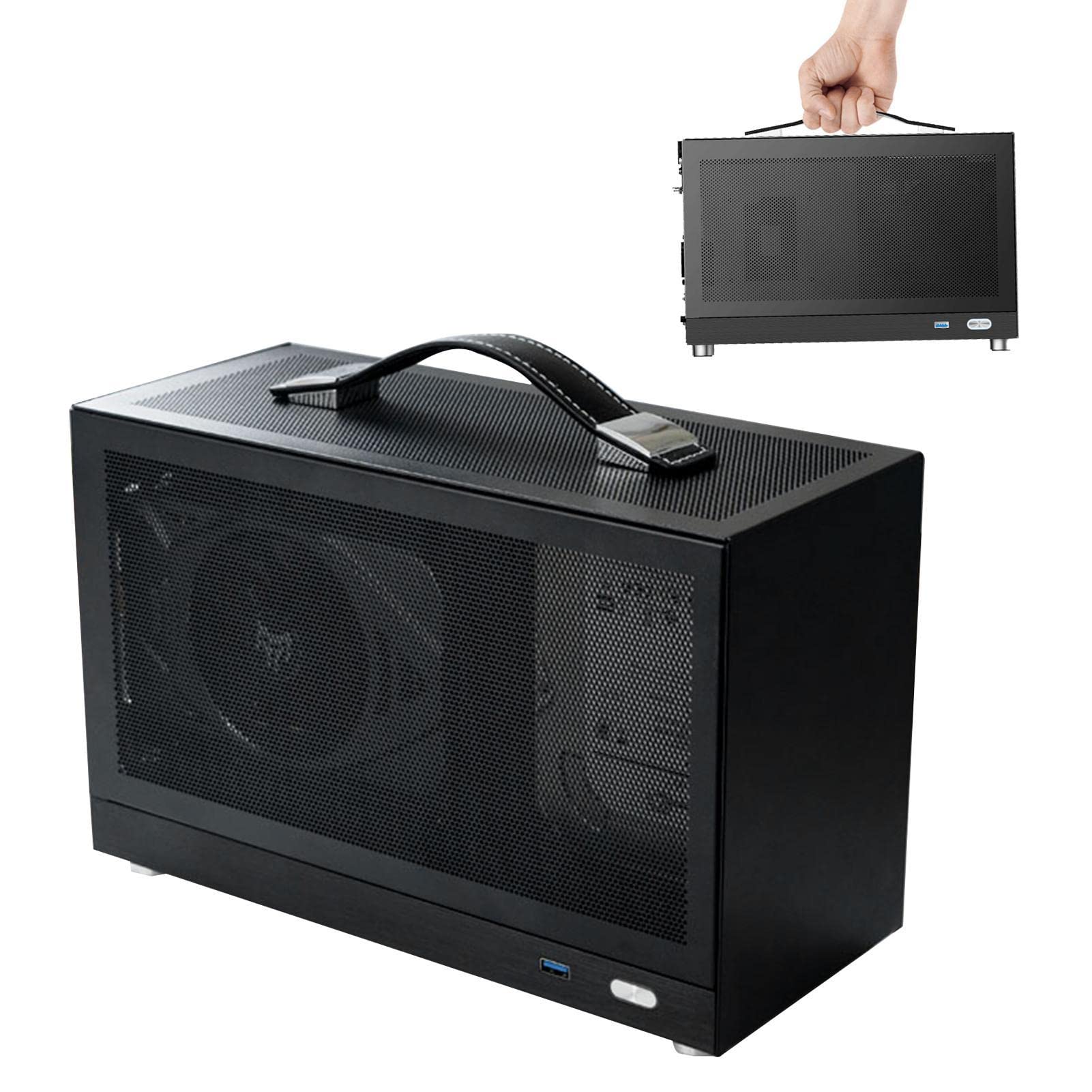 Veeteah ITX PC Case - Aluminum Alloy Mini Computer Chassis with USB Ports | Compact Desktop Case for Home Office & Gaming Setup