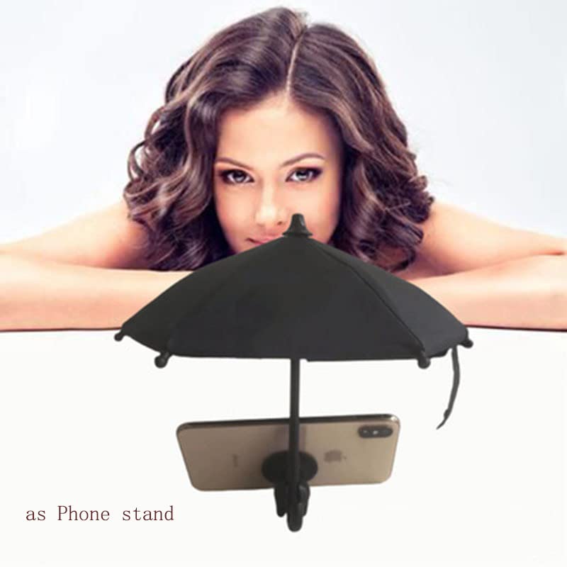 2 Pack Funny Phone Umbrella Sun Shade - Silicone Snap Finger Phone Stand with Suction Cup, Red Flower Design - Perfect for Outdoor Use, Beach, Pool, and Summer Activities